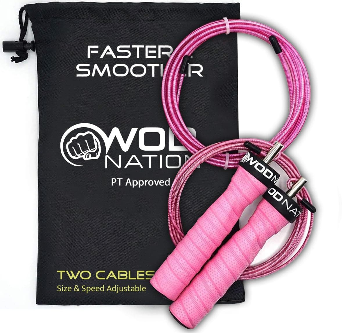 Skipping Ropes for Adults - Great as Exercise Skipping Rope, for Boxing or as Adult Fitness Jump Rope - For Home Gym Equipment - Adjustable two cable system for Men & Women by WODNation
