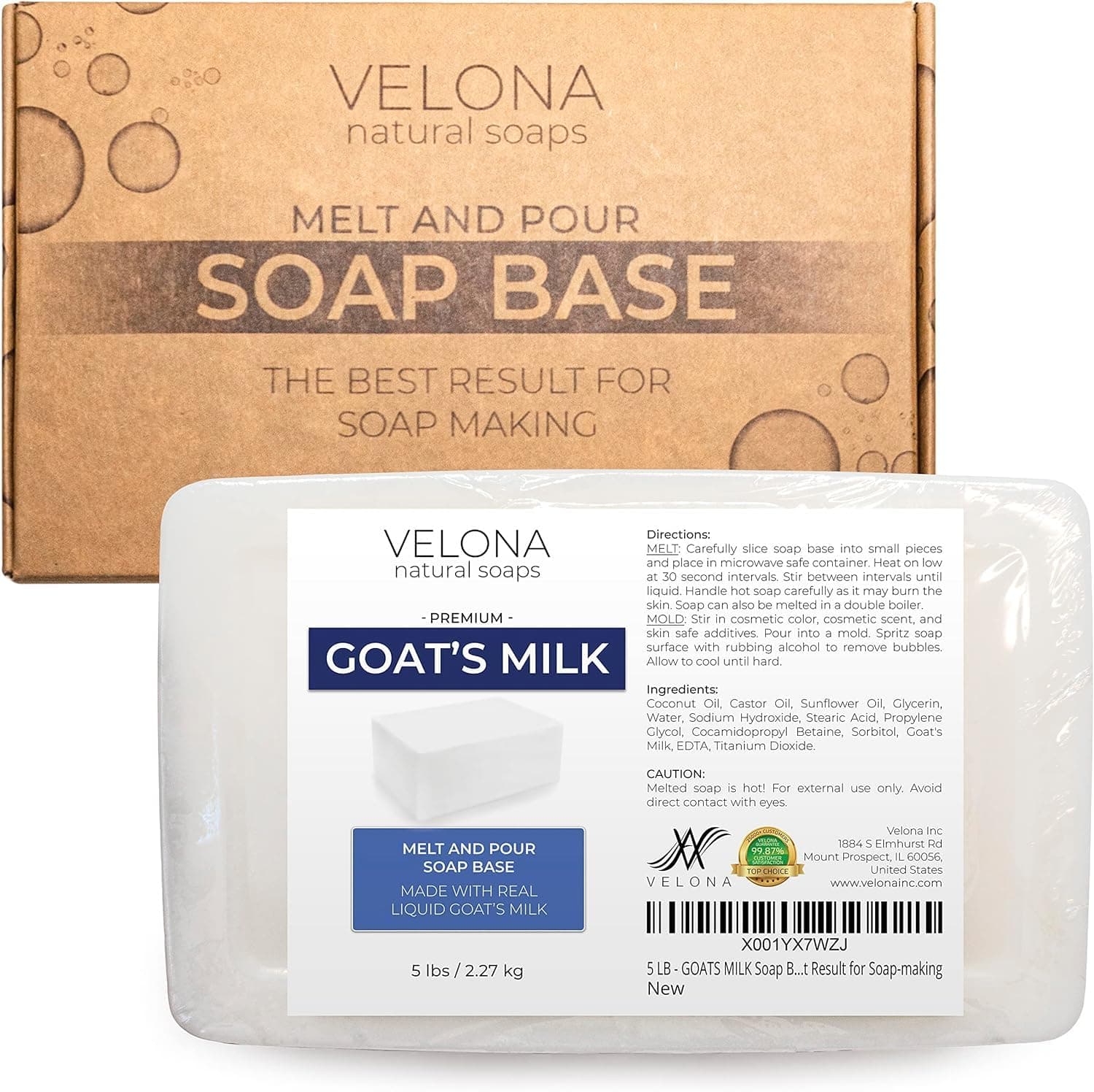 velona 5 LB - GOATS MILK Soap Base | SLS/SLES free | Melt and Pour | Natural Bars For The Best Result for Soap-making
