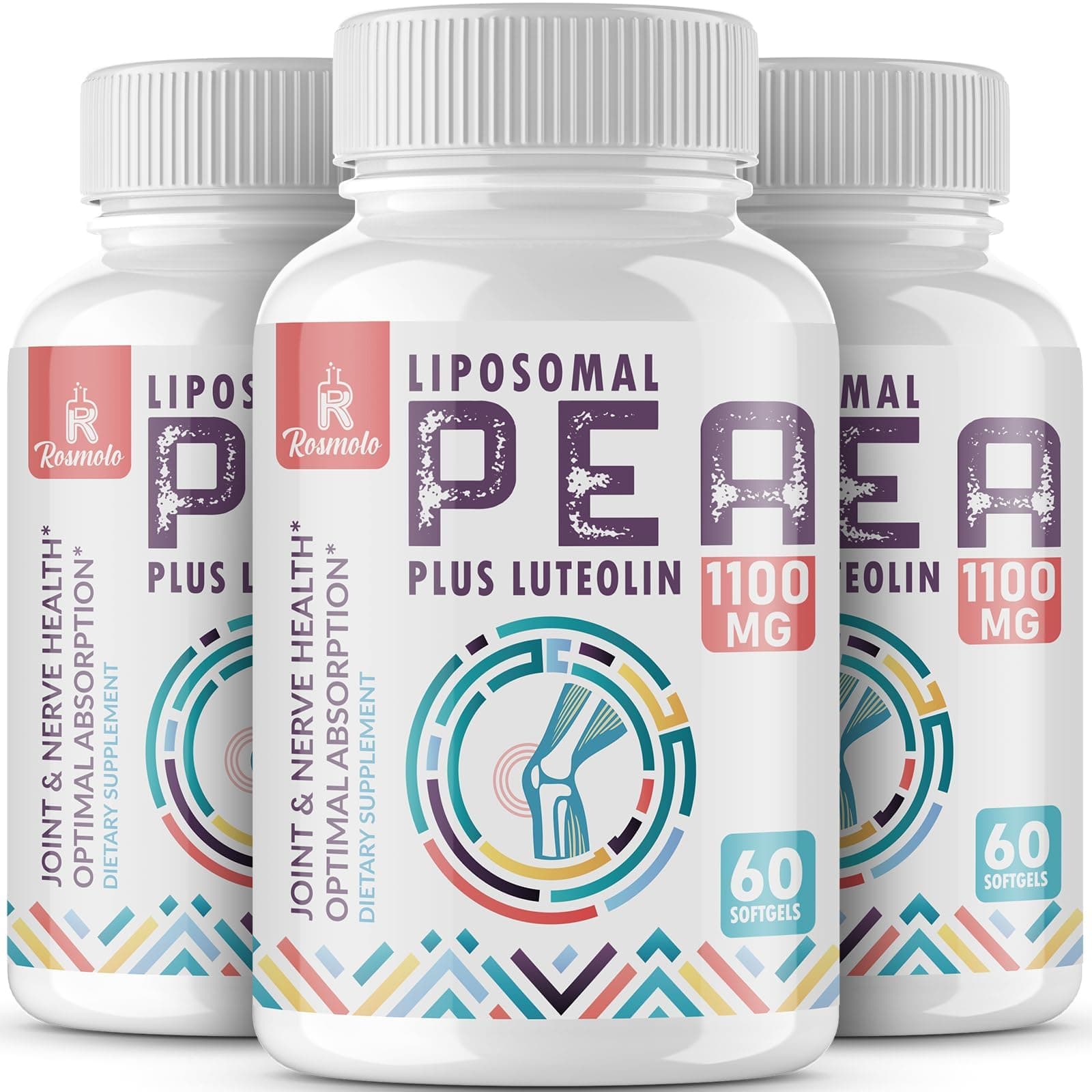 Liposomal Palmitoylethanolamide 1000 mg + Luteolin 100 mg, Micronized Pea 99% Highly Purified - Enhanced Absorption and Bioavailability, 180 Softgels