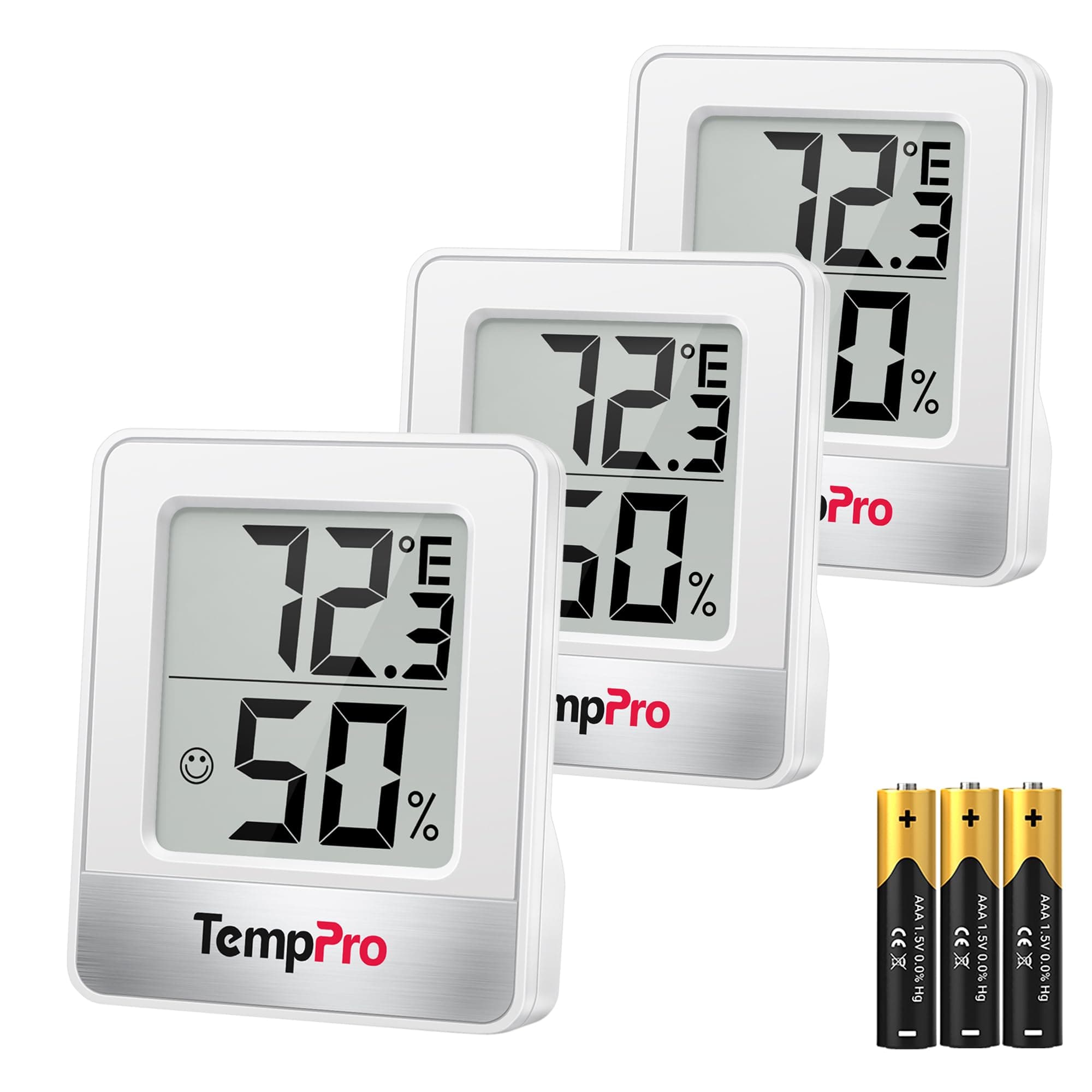 TempPro TP49 3 Pieces Digital Hygrometer Indoor Thermometer Humidity Meter Mini Hygrometer with Temperature and Humidity Monitor Outdoor and Room Thermometer Weather Station (Previously ThermoPro)
