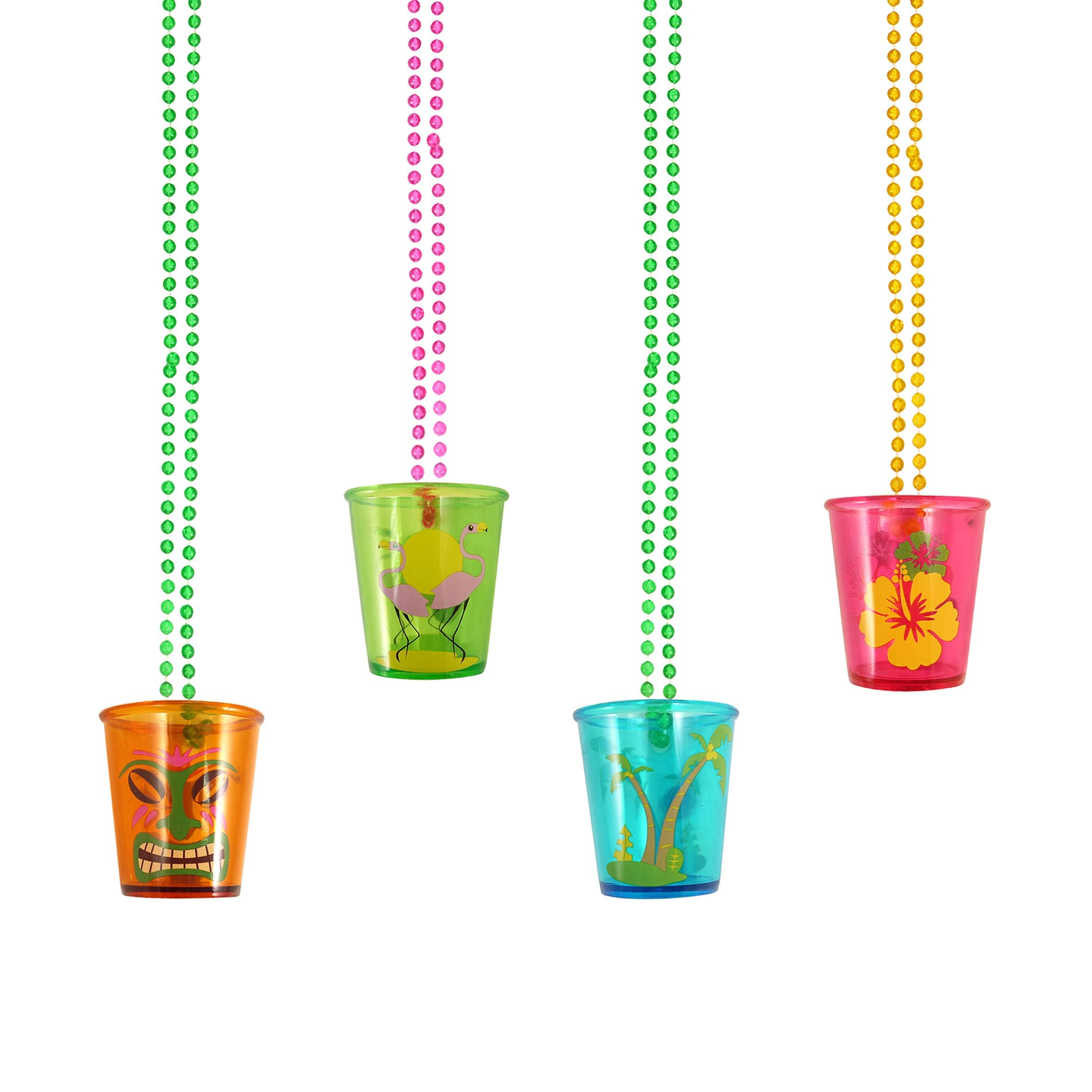 8 X Hen Night Shot Glasses in 4 astd Colours Hawaiian Theme BBQ Beach Party Occasion