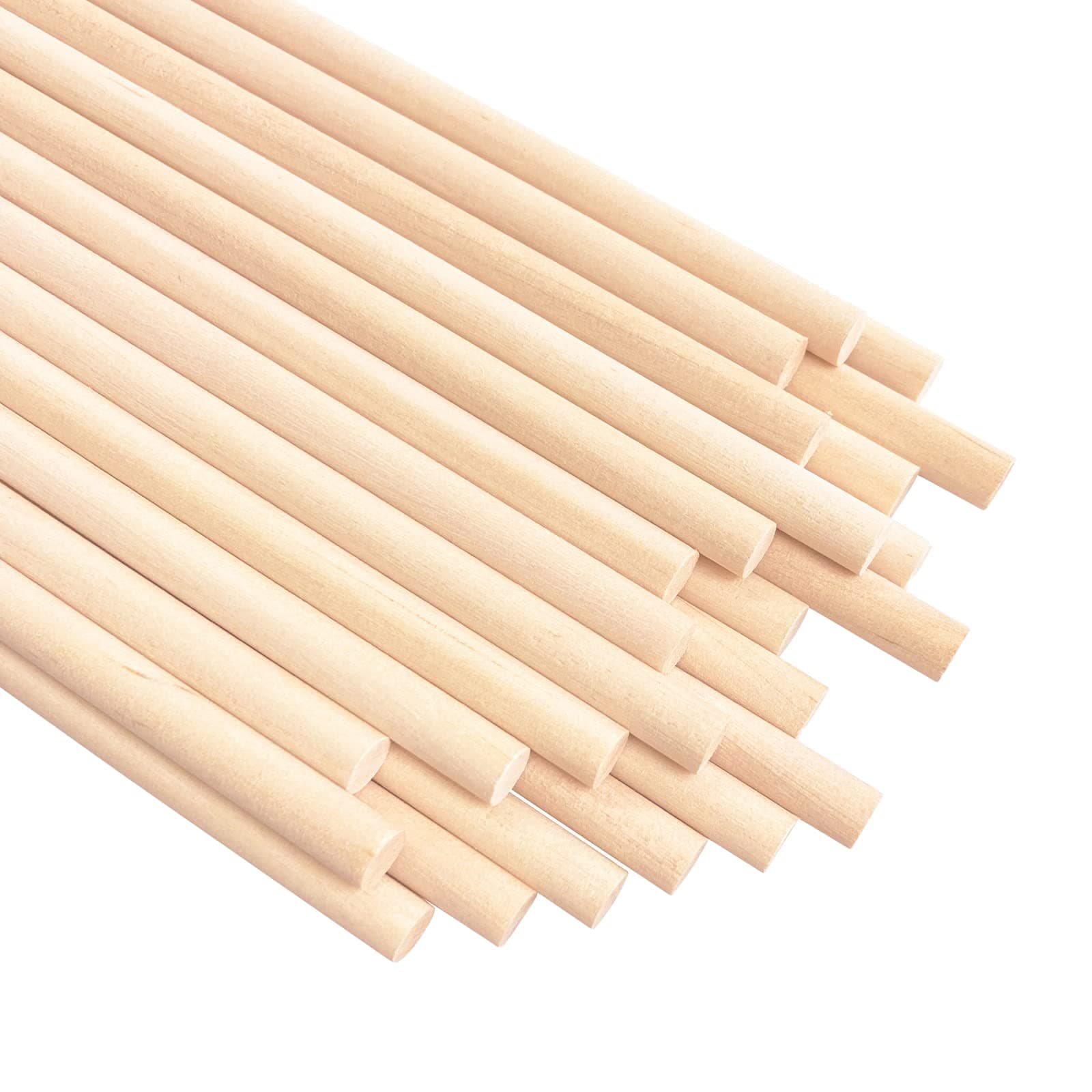 25PCS Dowel Rods Wood Sticks Wooden Dowel Rods - 1/4 x 12 Inch Precut Dowels for Crafting, Hardwood Dowel Rod Assortment, Wooden Rod Sticks Doweling Rods, Cake Dowels for Tiered Cakes