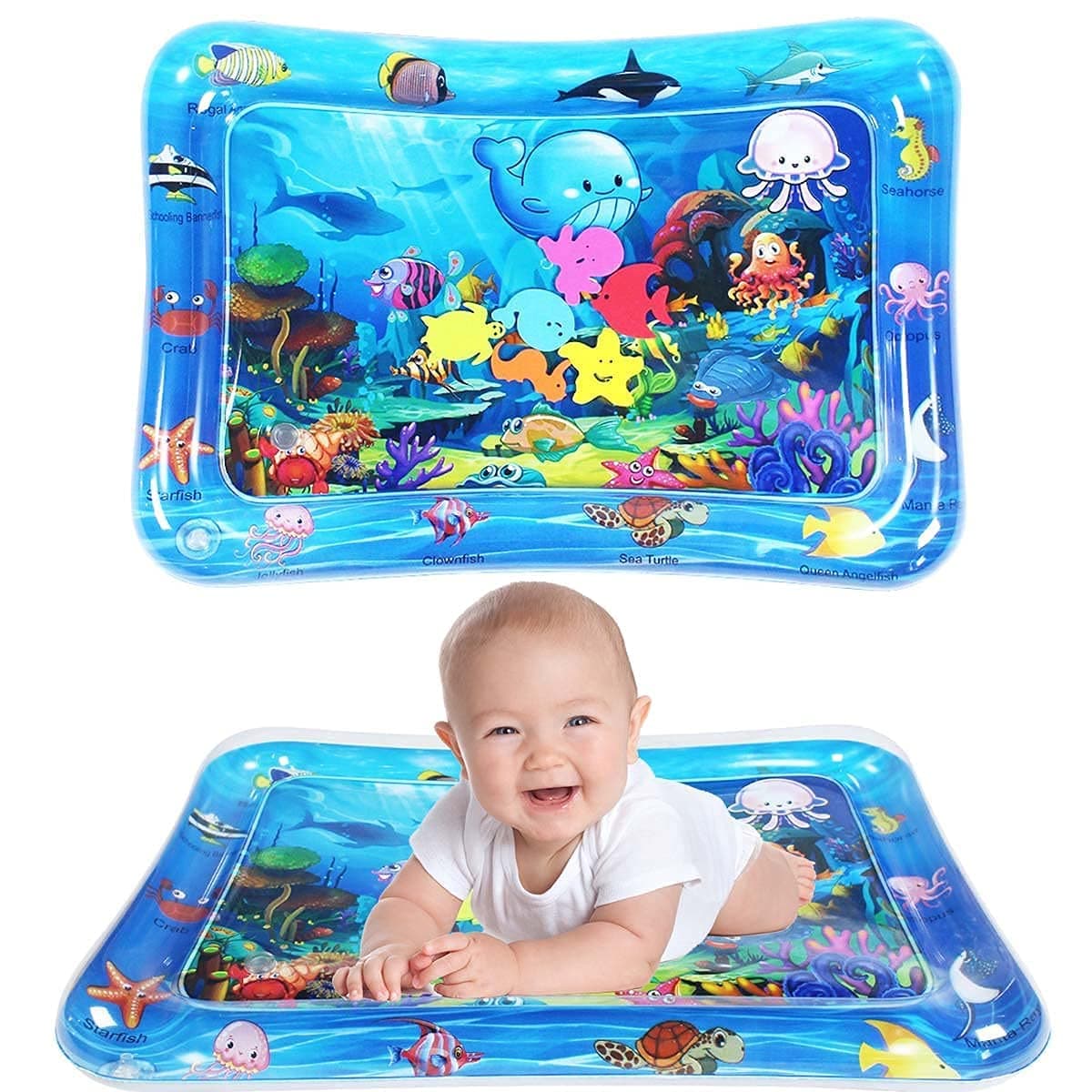 Inflatable Baby Water Play Mat for Tummy Time – Leak-Proof PVC, Colorful Floating Toys, Sensory Development Activity Mat for Infants (3–12 Months), Lightweight & Portable – 26 x 20 inch