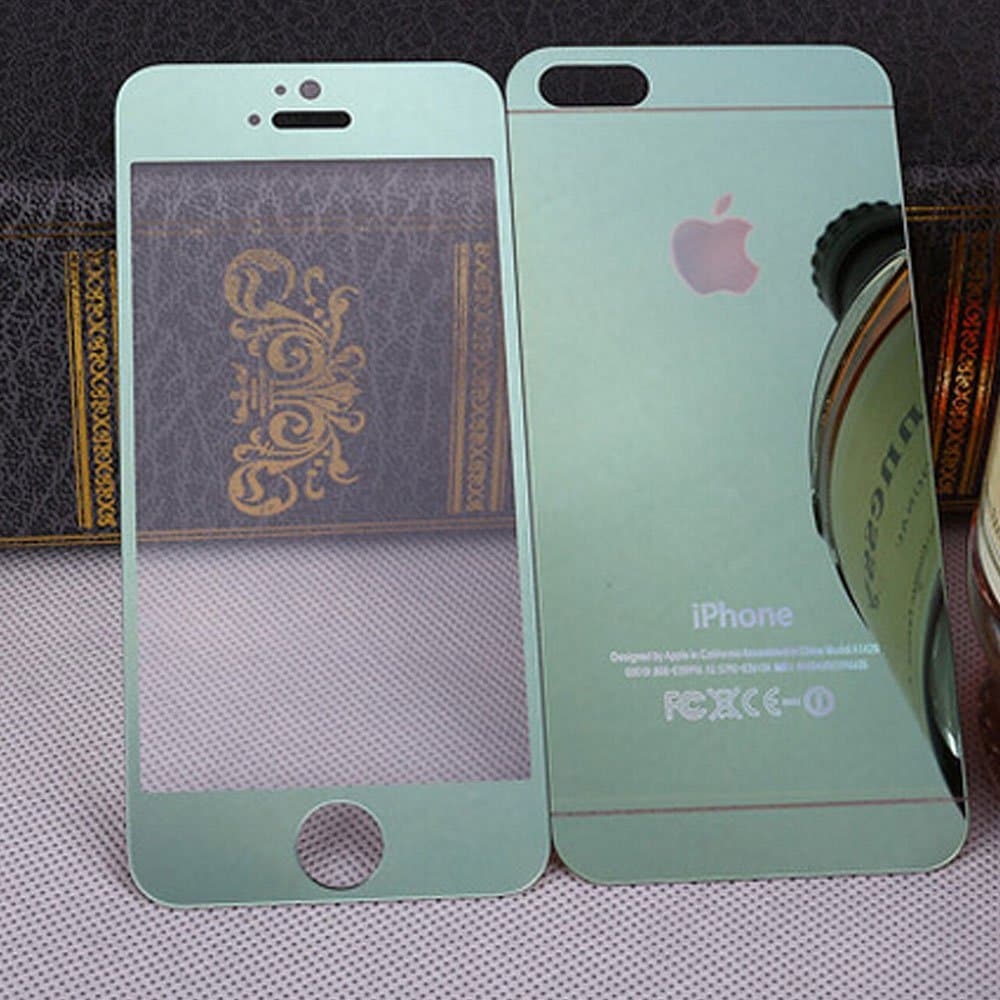 Heast(TM) For apple Iphone5/5S Screen Protector,ucanfix Electroplating Mirror Effect Front & Back Tempered Glass Screen Protector for Iphone5/5S Inch (Green)