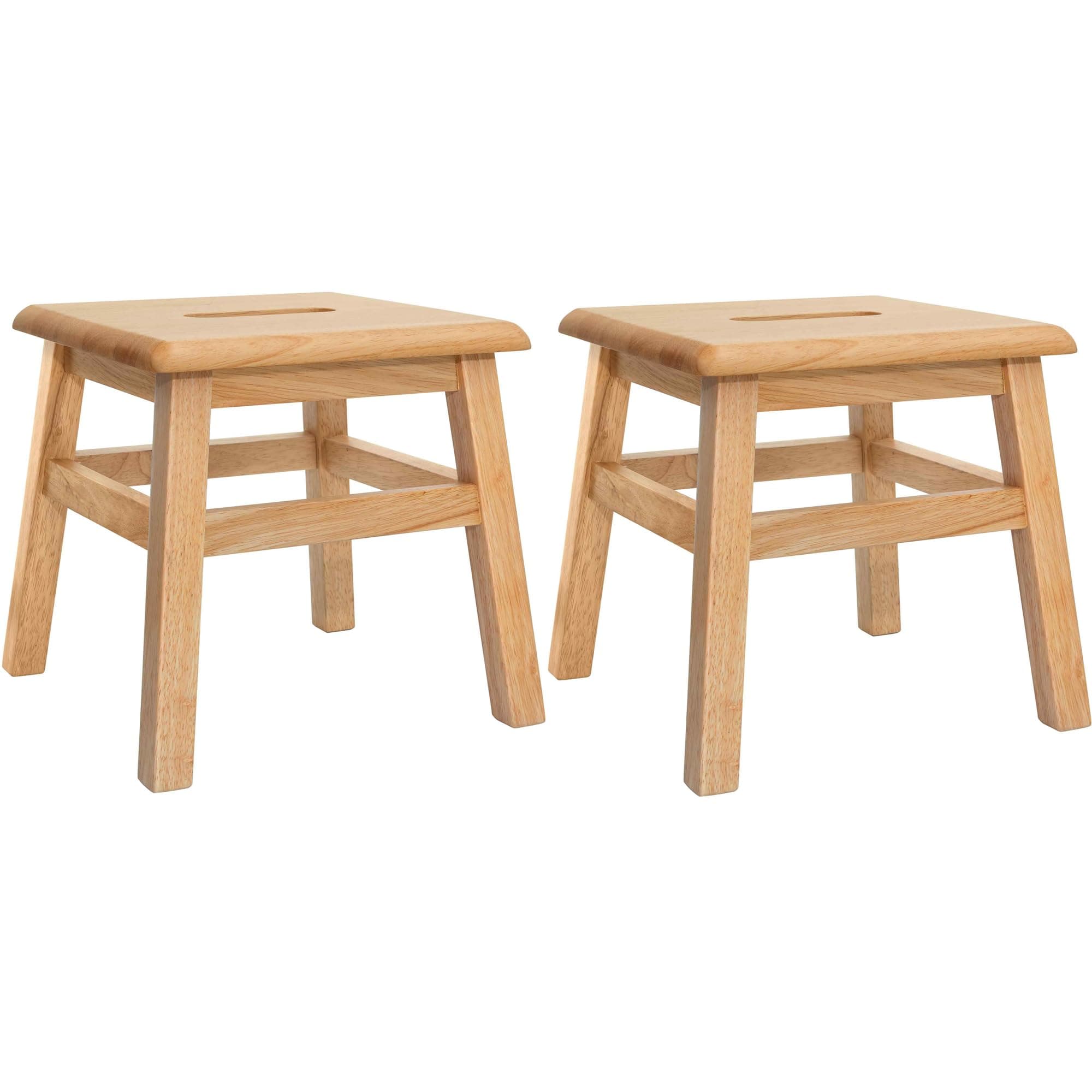 eHemco Solid Hardwood Step Stool for Adults and Kids, 12.25 Inches, Natural, Set of 2