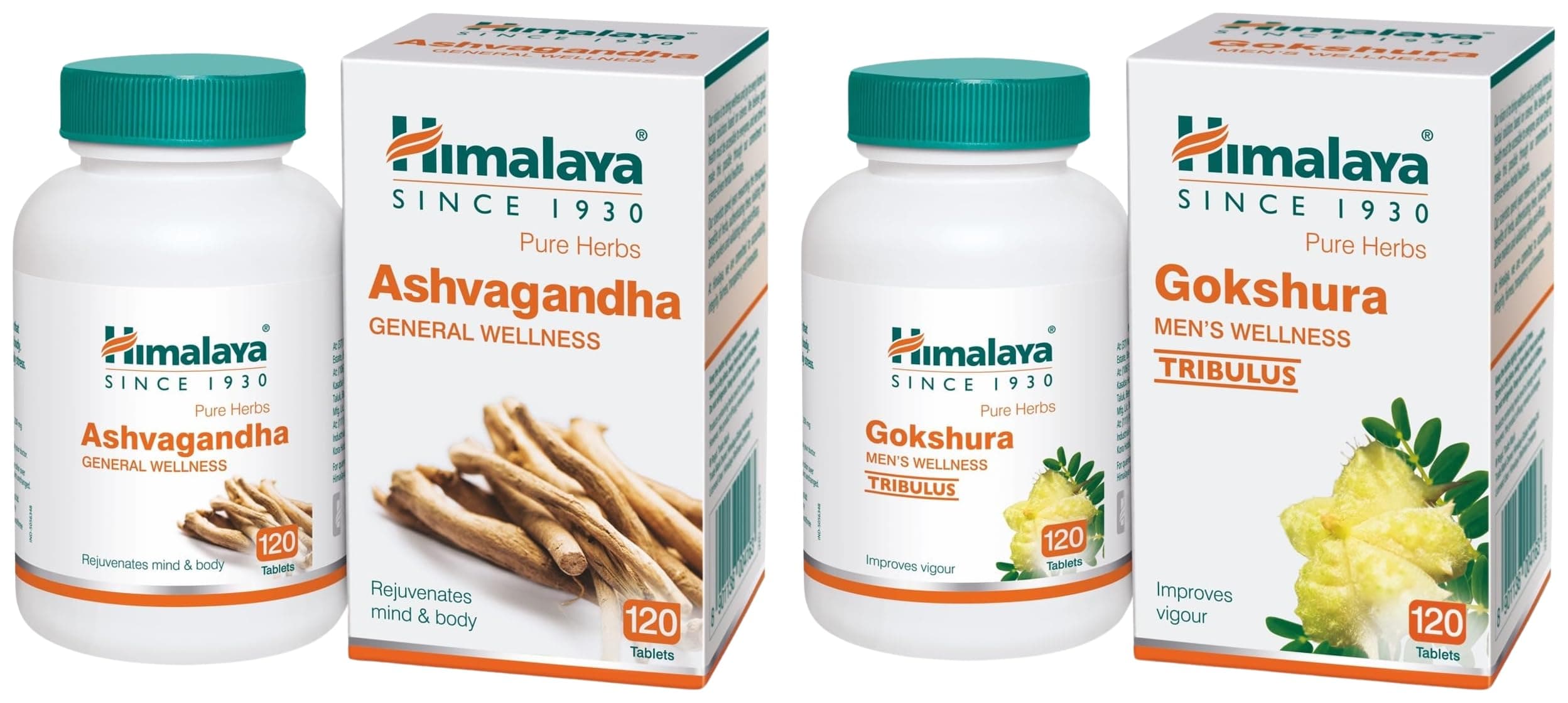 Ashvagandha - 120 Tablets | Stress Relief | Rejuvenates Mind & Body | Improves Strength & Energy | General Wellness & Gokshura Men's Wellness Tablets, 120 Tablets|Tribulus| Improves vigour