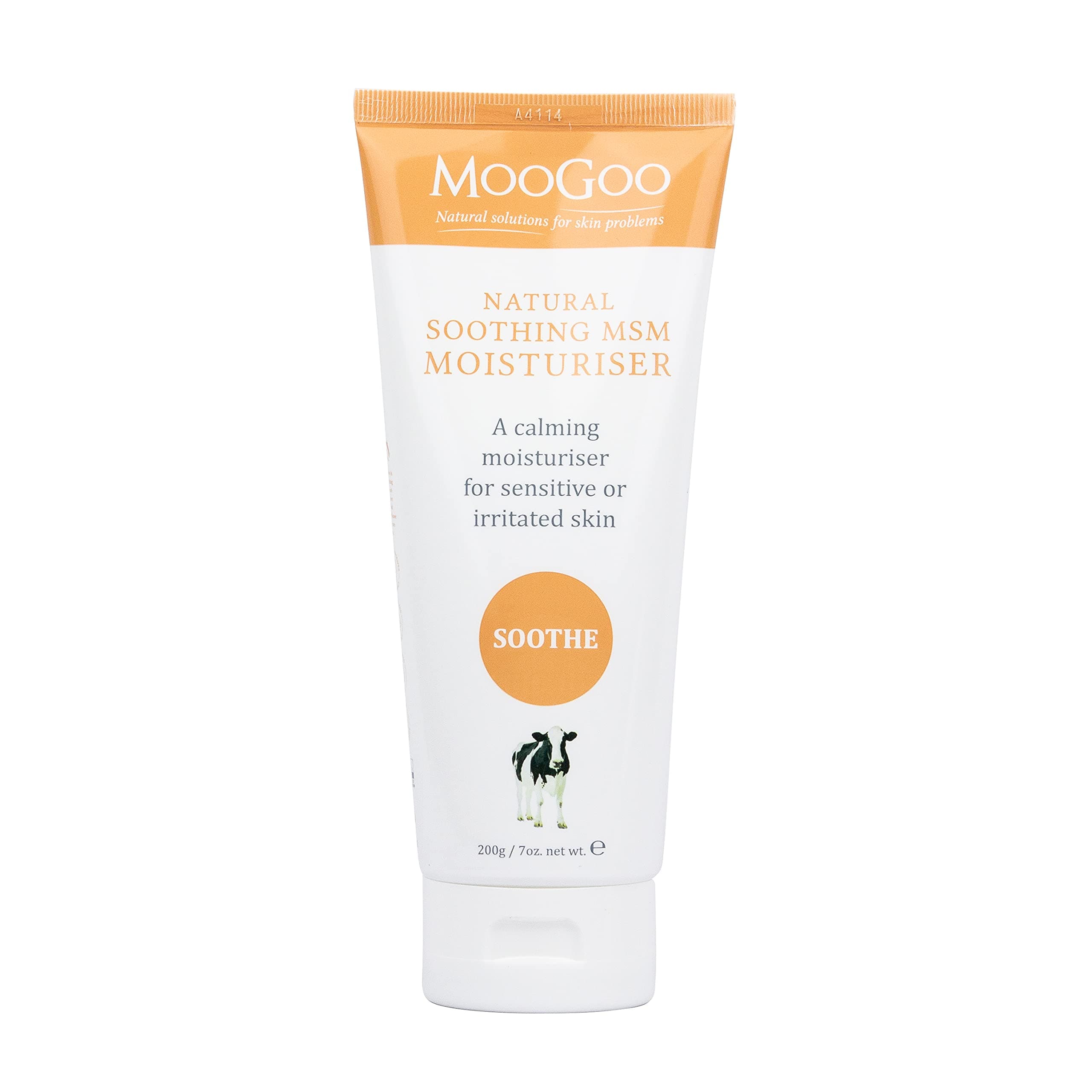 Soothing MSM Moisturiser - Calming Face & Body Moisturiser for Sensitive, Red or Sunburnt, Irritated Skin Including Eczema, Psoriasis & Rosacea 200g / 7oz.