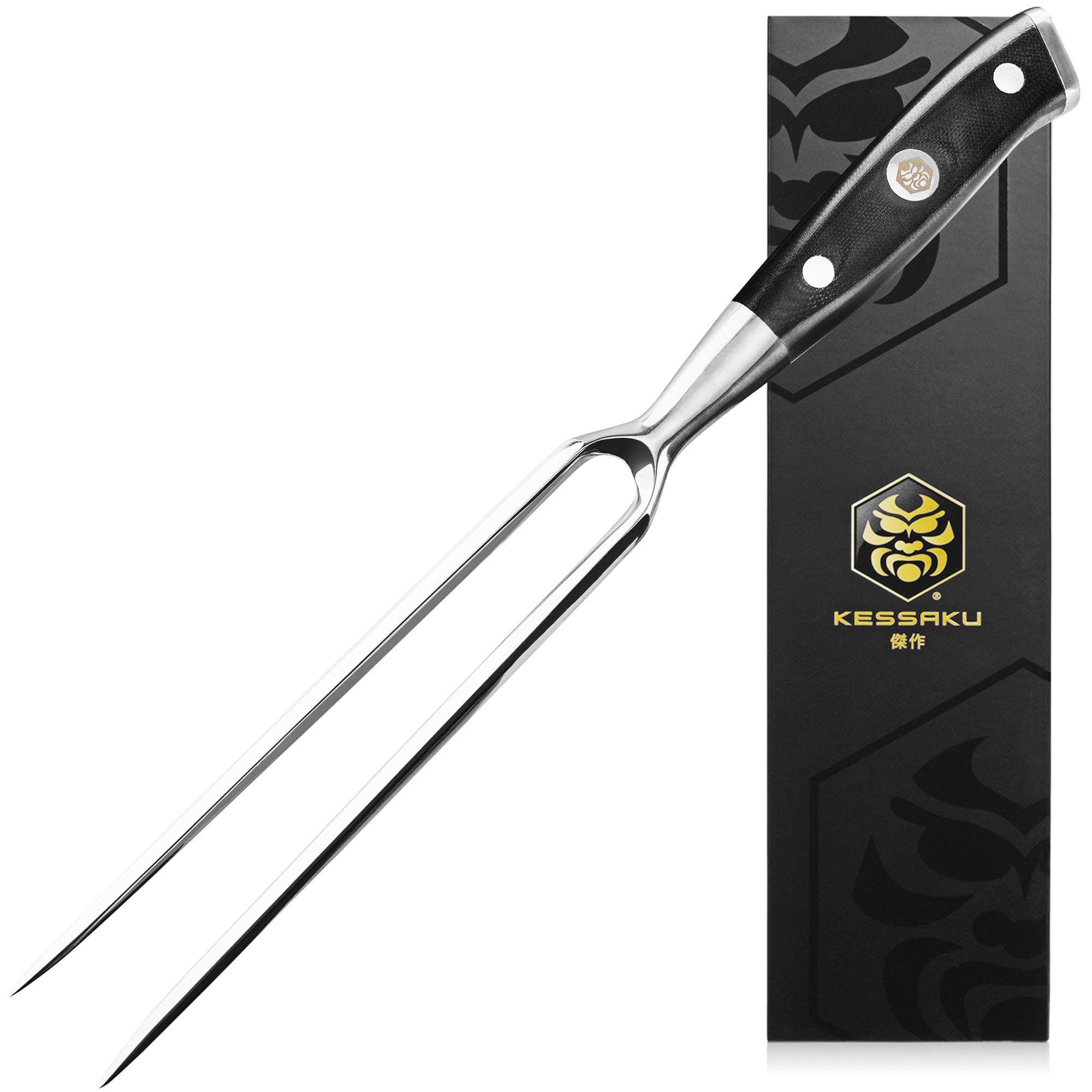 KESSAKU Meat Fork - 7 inch - Dynasty Series - Dual-Prong Carving & BBQ Fork - Forged High Carbon Stainless Steel - G10 Garolite Handle