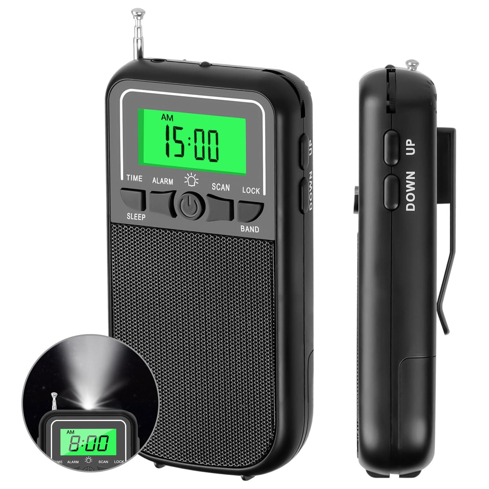 Portable Radio AM FM, Transistor Radio with LED Flashlight, 2AA Battery Operated with Long Range Reception, Emergency Use for Indoor, Outdoor, Walk, Jogging, Gym, Camping