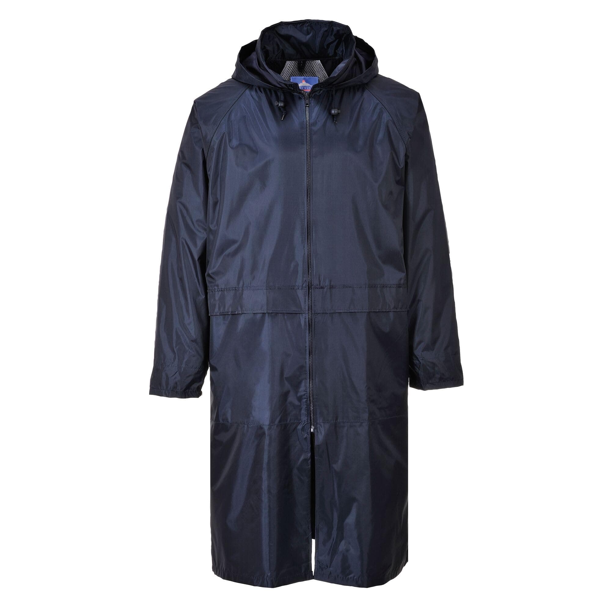 Portwest S438 Men's Waterproof Raincoat - Lightweight Long Rain Jacket with Hood and Pockets