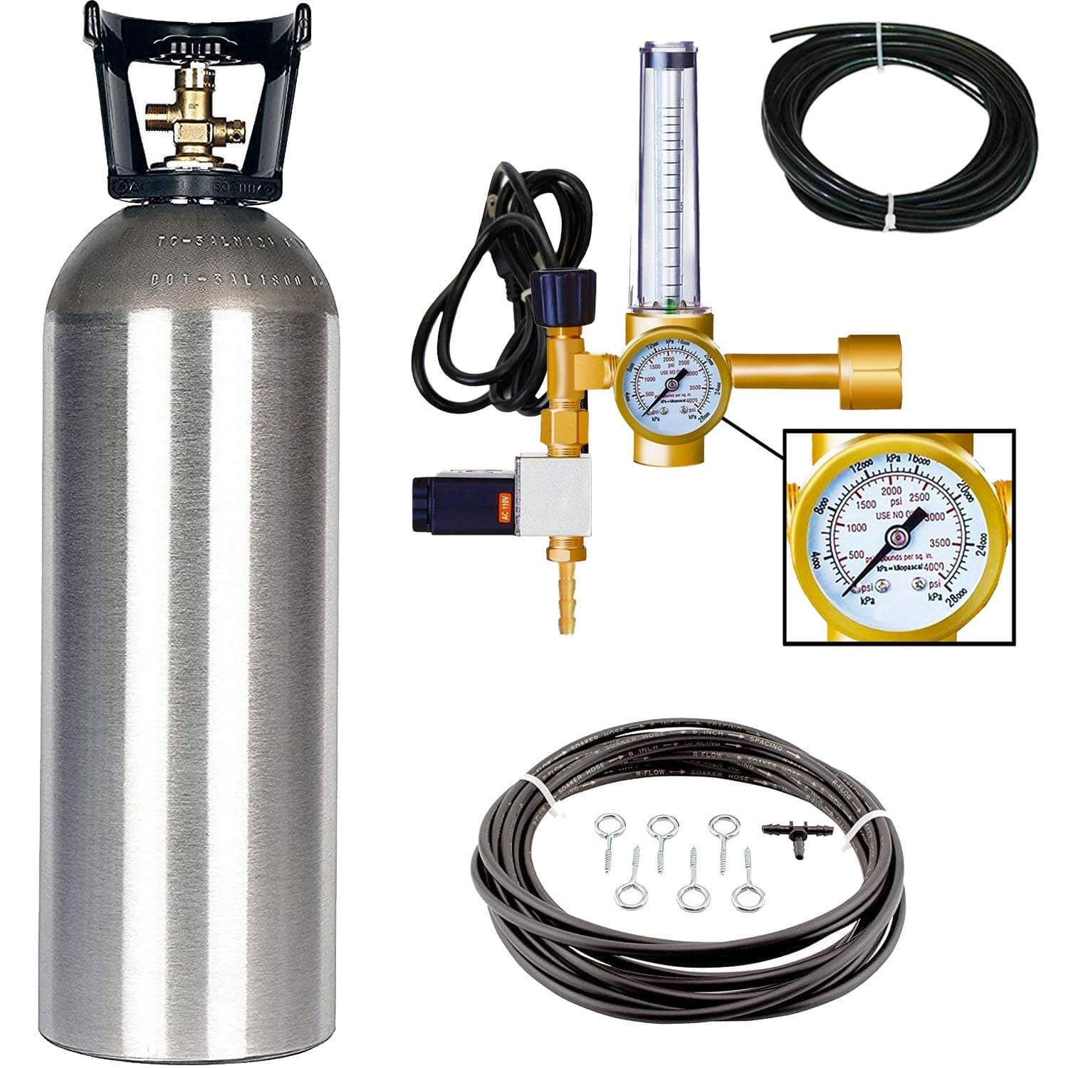 Hydroponic CO2 Enrichment Kit | Includes 20 lb Aluminum CO2 Tank, Carbon Accelerator C02 Regulator, and Active Air Rain System to Shower Your Plants with CO2