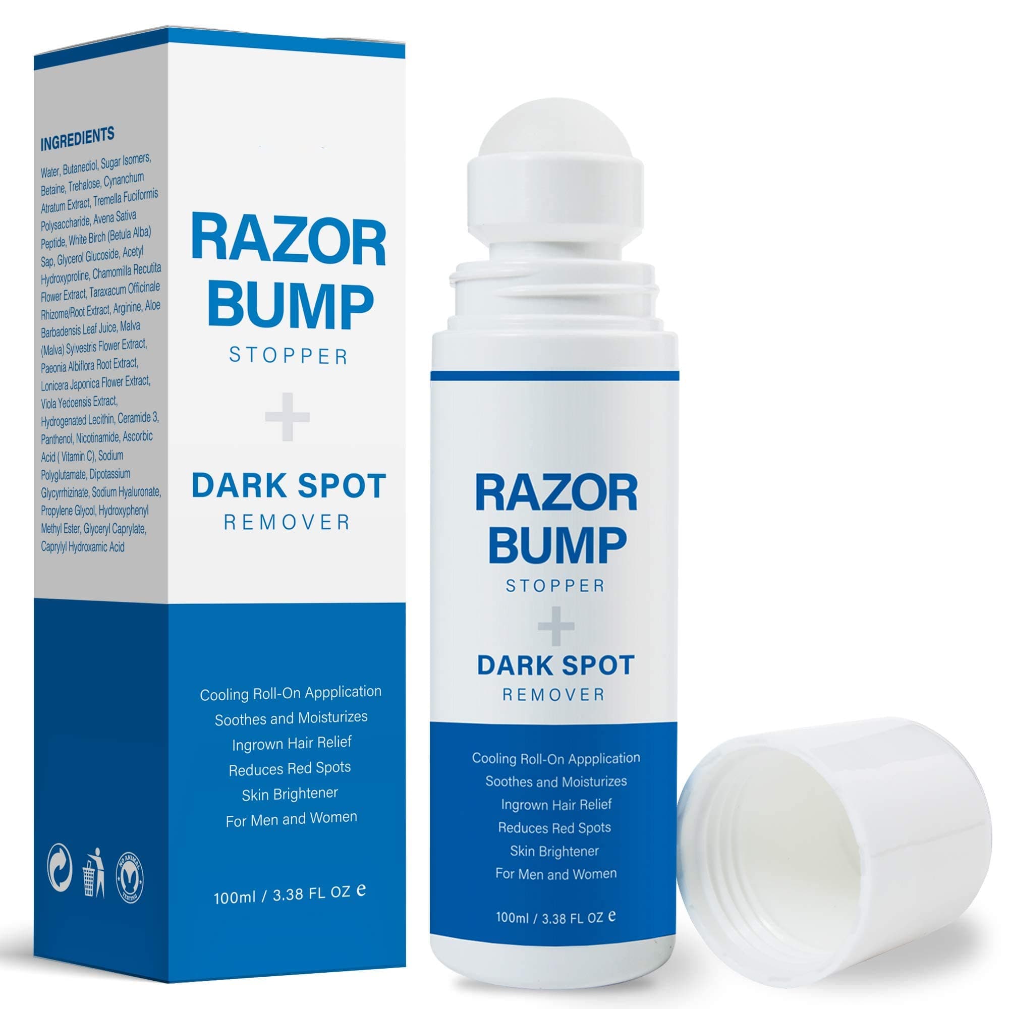 Razor Bump Stopper With Dark Spot Remover, Bumps Treatment For Men And Women, After Shave Solution Ingrown Hairs Burns, Roll On Hair Women
