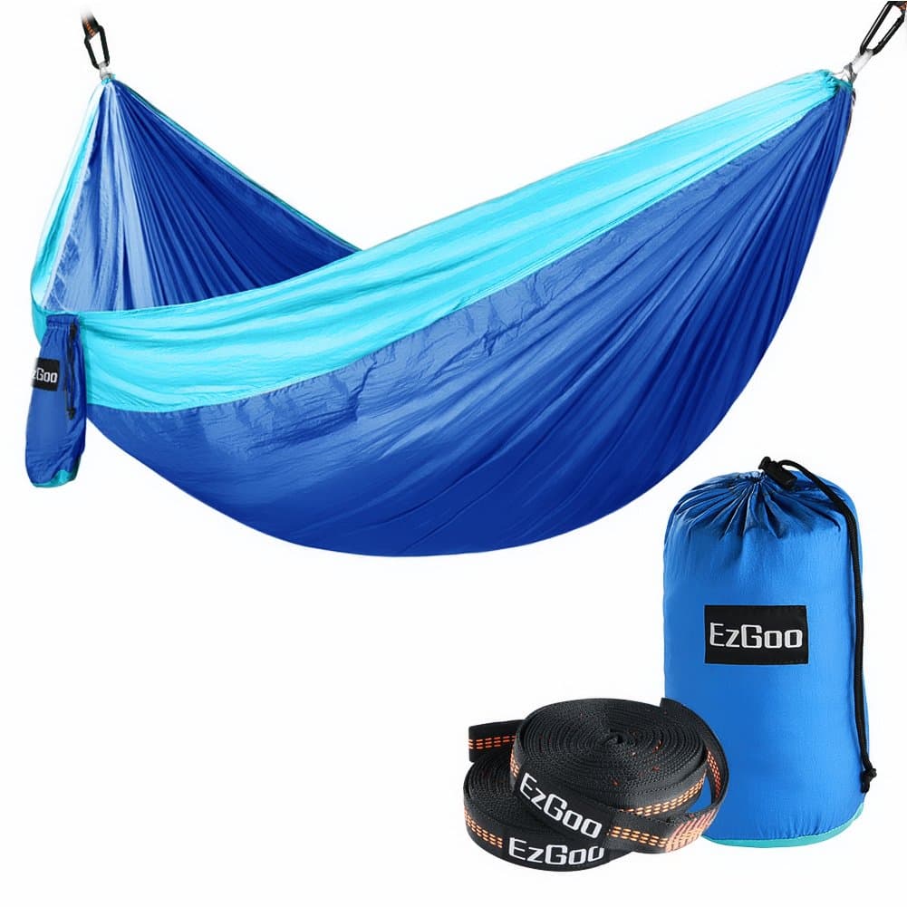 Camping Hammock, EzGoo Double Hammock Portable Nylon Taffeta for Outdoor Travel - Blue & Sky Blue