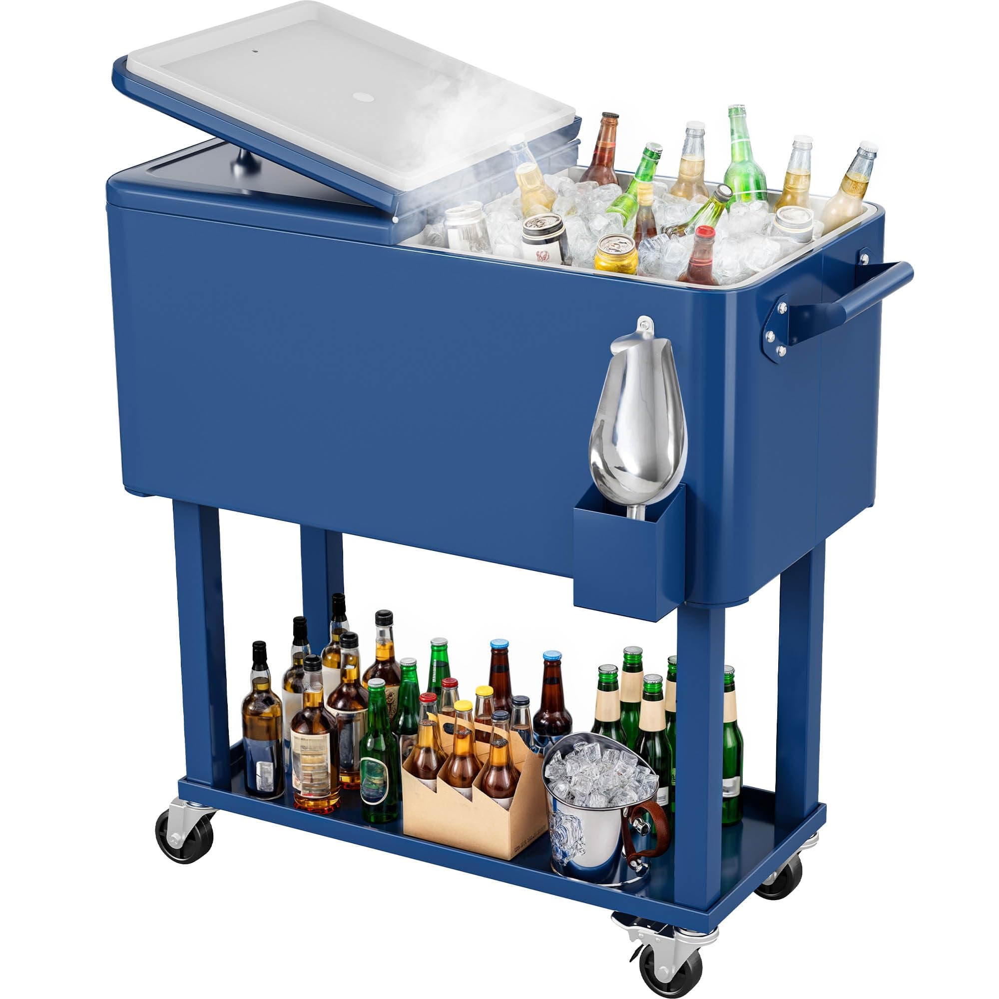 YITAHOME 80 Quart Patio Cooler Cart with Bottle Opener Drainage, Portable Rolling Beverage Cart for Outdoor Drink Cooler, Pool Deck Party BBQ Cookouts