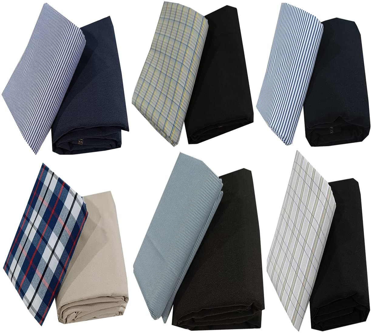 Raymond Fabrics Men's Combo of Unstitched Poly Cotton Shirt and Trouser Fabric Set - Gift Pack (Multicolour_Free Size)-Set Of 6