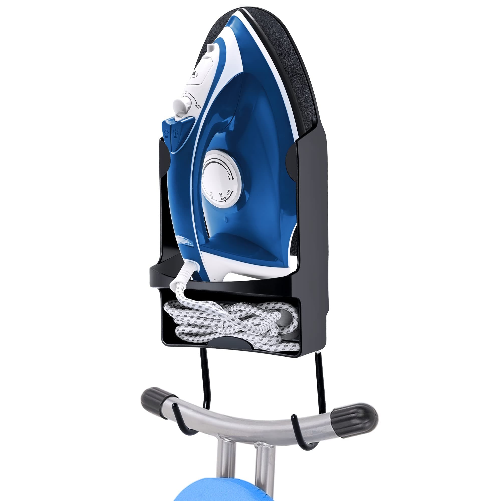 Ironing Board Hanger Wall Mount Ironing Holder Heat Resistant Iron Hanger with Iron Board Rack for Max 5 Inch Width (Black)