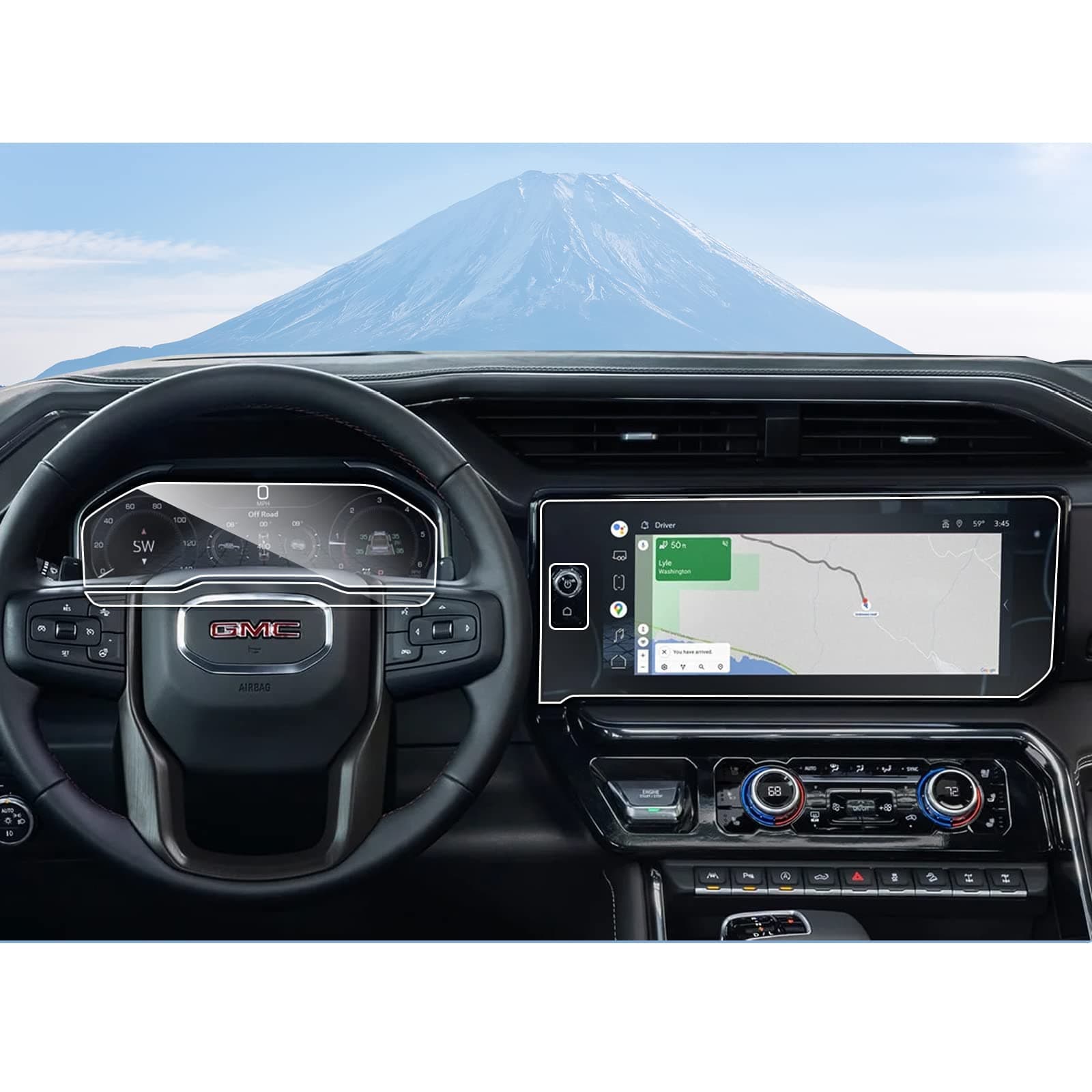 SHAOHAO 2024 2025 GMC Sierra 1500 Screen Protector Fit for 2022 2023 2024 2025 GMC Sierra 1500 2500HD 3500HD Accessories 13.4 in Touch Screen Tempered Glass Anti Fingerprint Screen Cover (Navi+Dash)