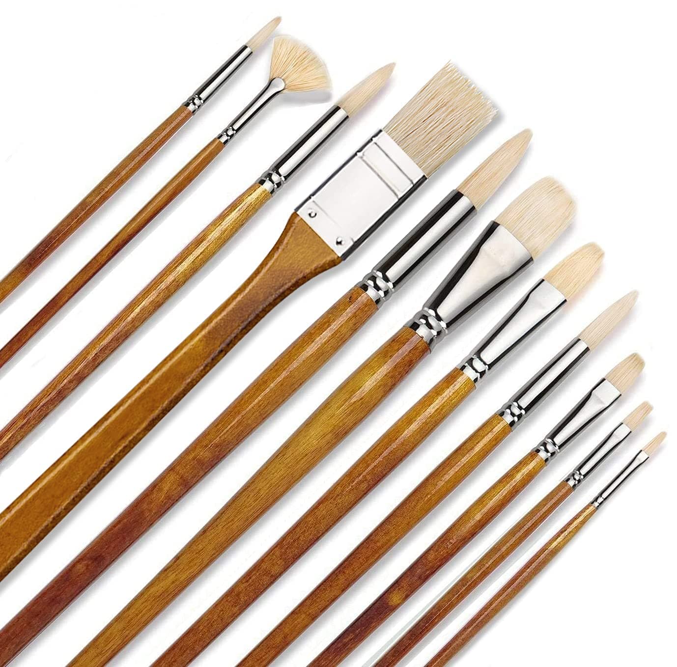Oil Paint Brushes,11pcs Pure Hog Bristles Professional Paint Brush Set,Natural Chungking Hog Bristle Artist Brushes for Oil Acrylic Painting