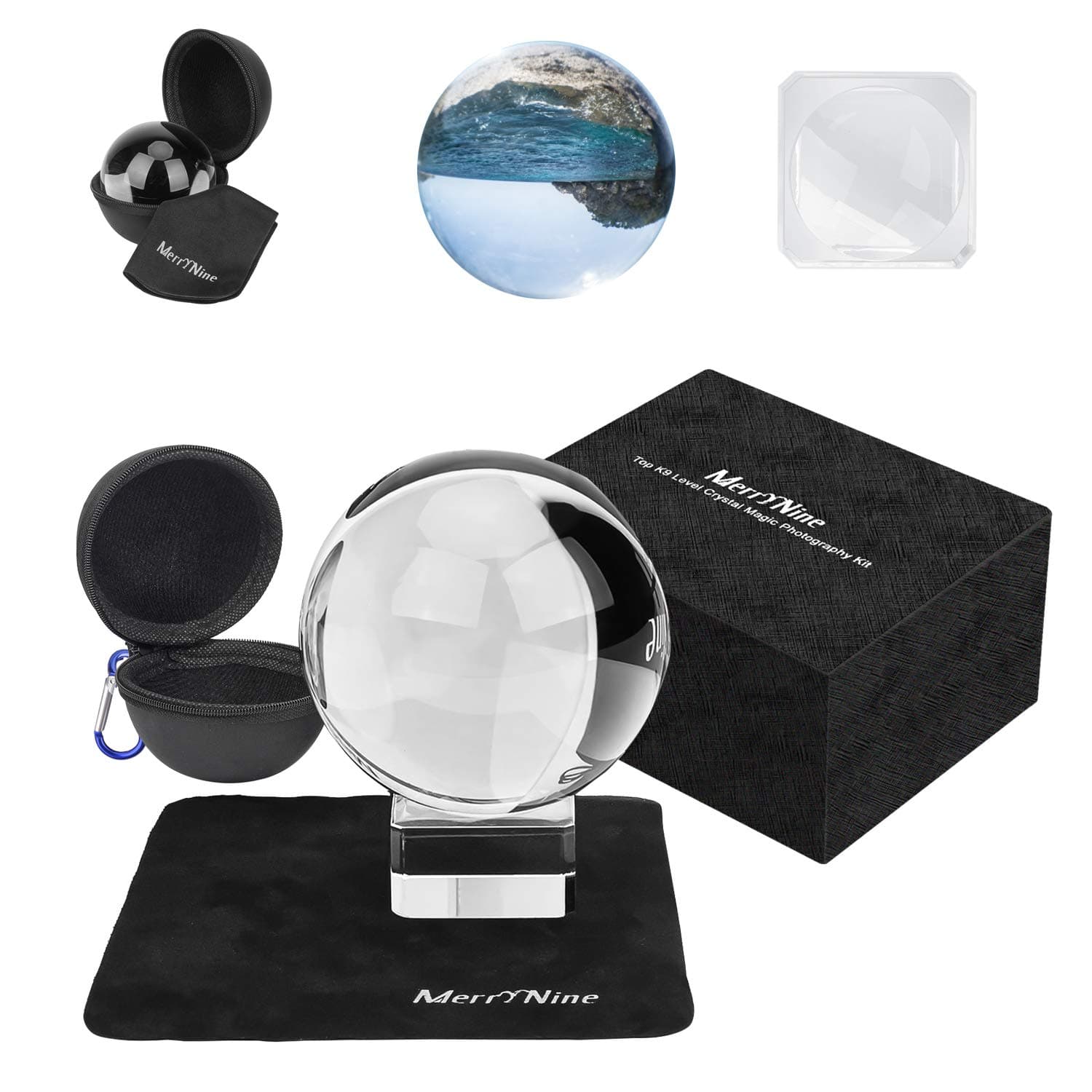 Photograph Crystal Ball with Stand and Pouch, K9 Crystal Sun Shine Catchers Ball with Microfiber Pouch, Decorative and Photography Accessory (80mm/3.15" with Gift Box)