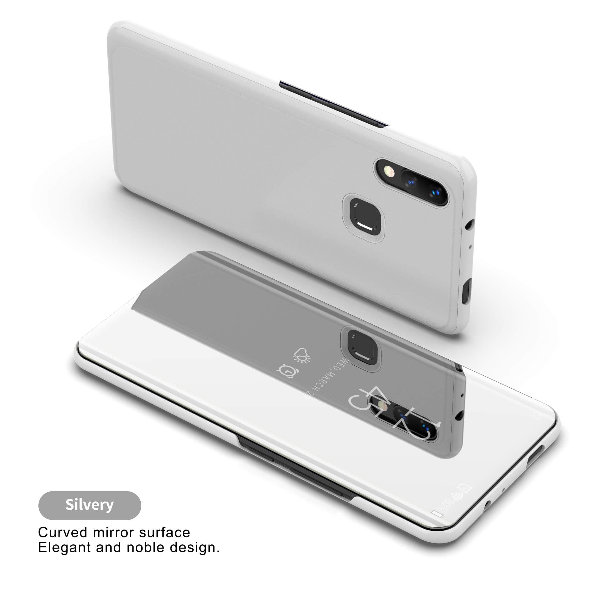 COVO Case for Honor 8X MAX Case Smart Mirror Cover Sleep flip leather Case Smart leather case Protective cover for Honor 8X MAX (Silver)