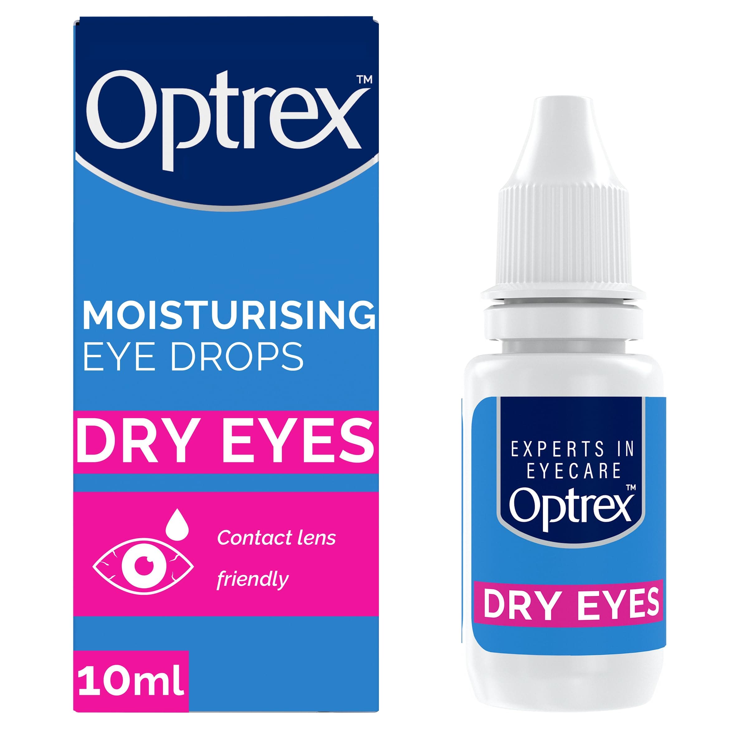 Optrex 10 ml Moisturising Eye Drops: Contact Lens Safe, Relieves Irritation, Soothes Inflammation, Hydrates, Provides Comfort for Dry and Sensitive Eyes