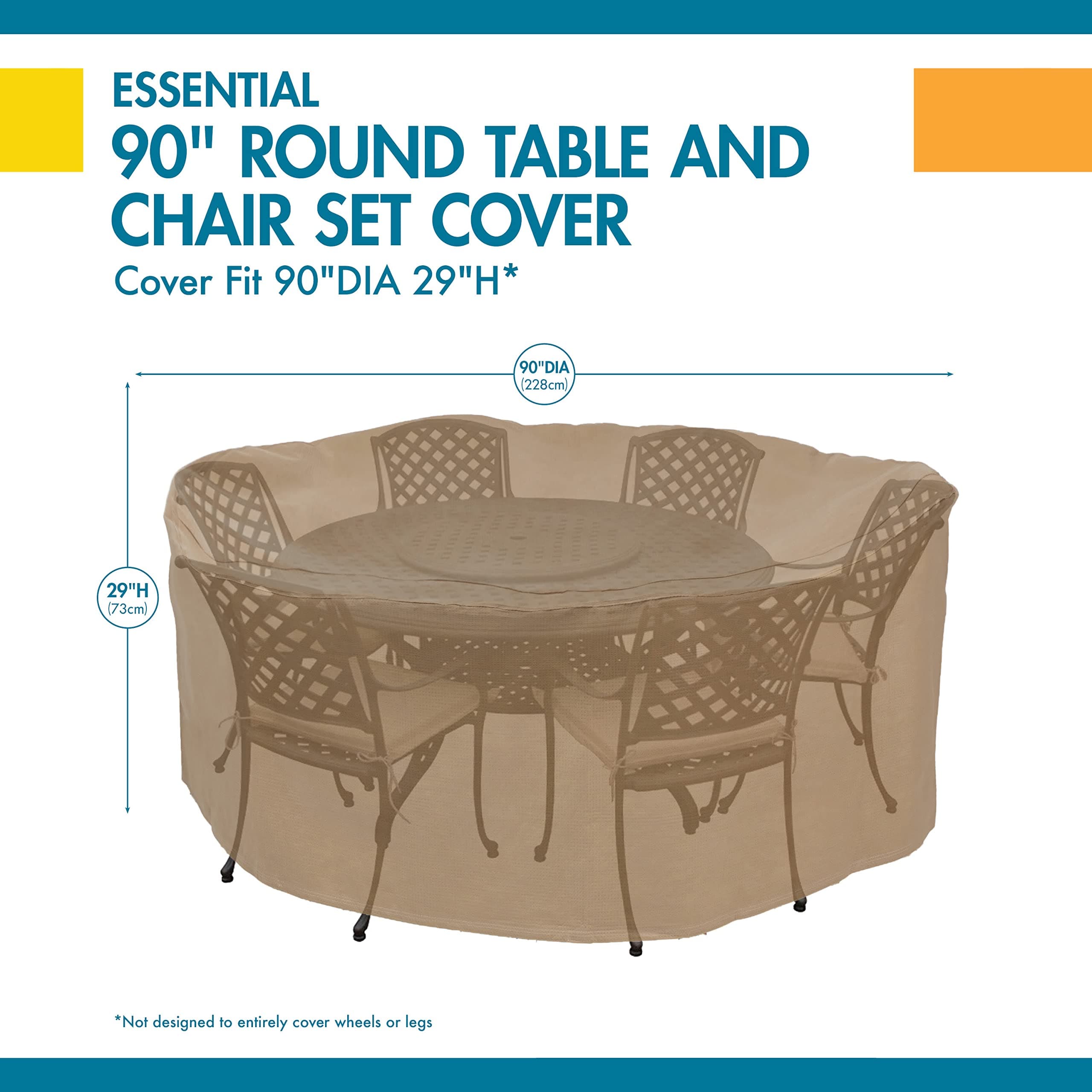Duck covers essential water-resistant 90 inch round patio table & chair set cover, outdoor table cover