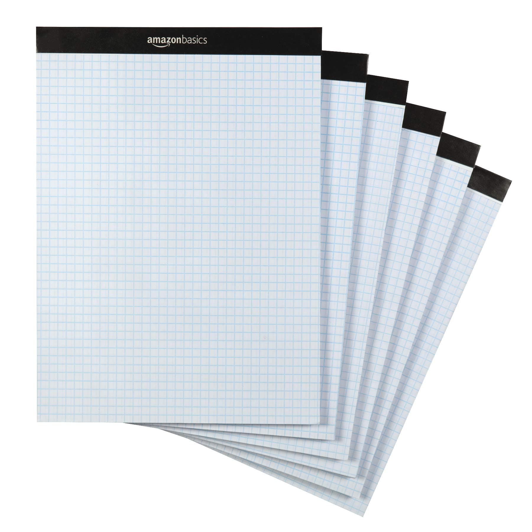 Amazon Basics Quad Ruled Graph Paper Pad, 600 Sheets, 6-Pack (100 Sheets Each), White, Letter Size 8.5 x 11 in