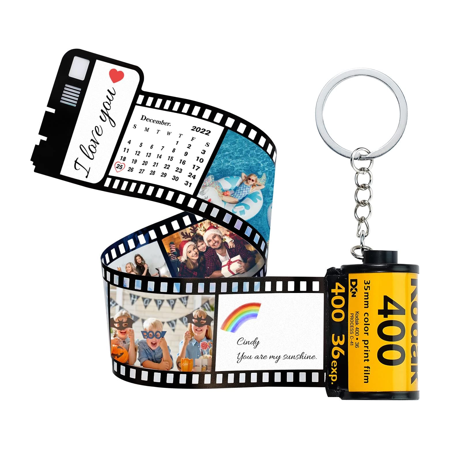 Film Roll Keychain Custom Keychain with Picture Personalized Camera Memory Reel Gifts for Christmas Anniversary