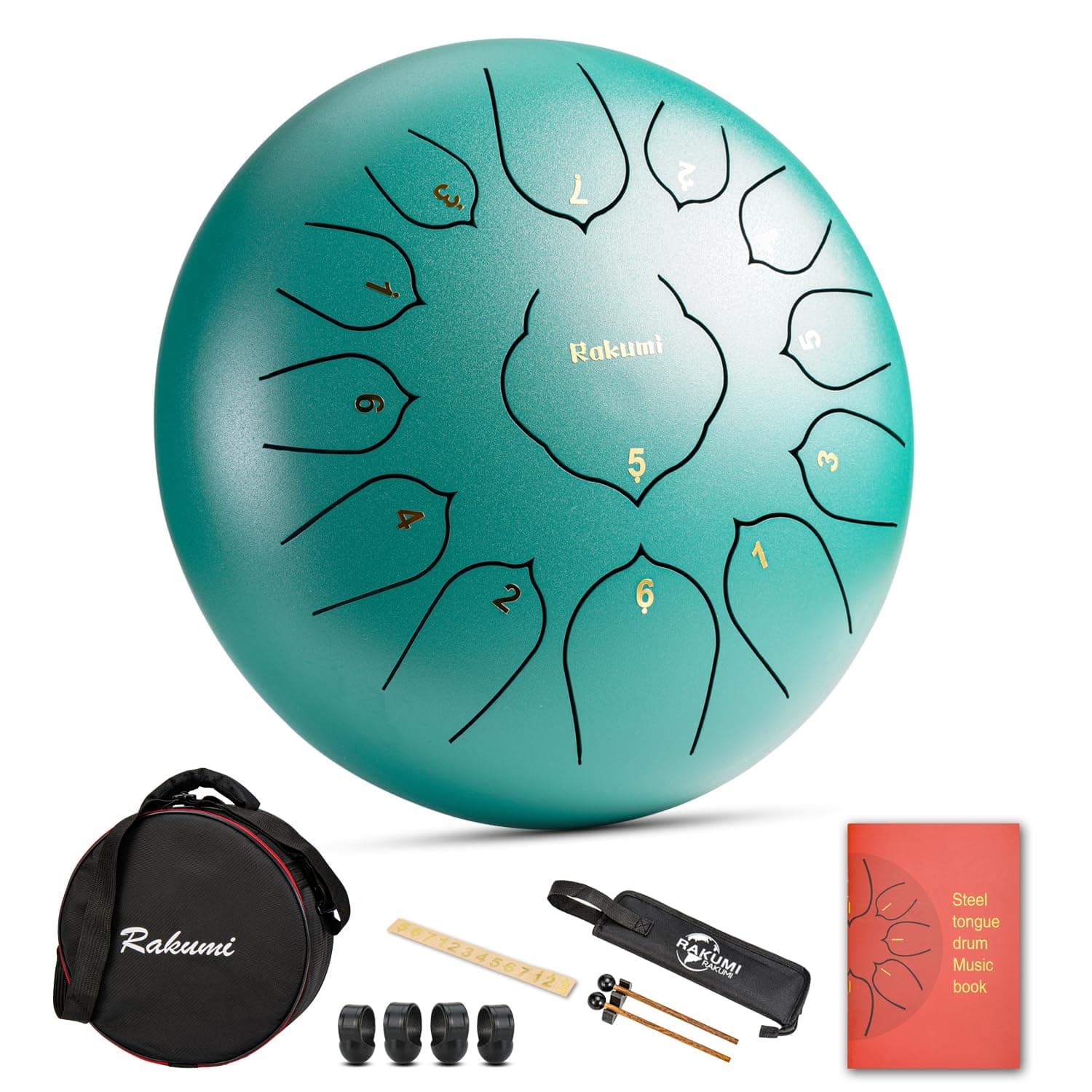 Steel Tongue Drum-12 Inch 13 Note Percussion Instrument Lotus Hand Pan Drum with Drum Mallets Carry Bag