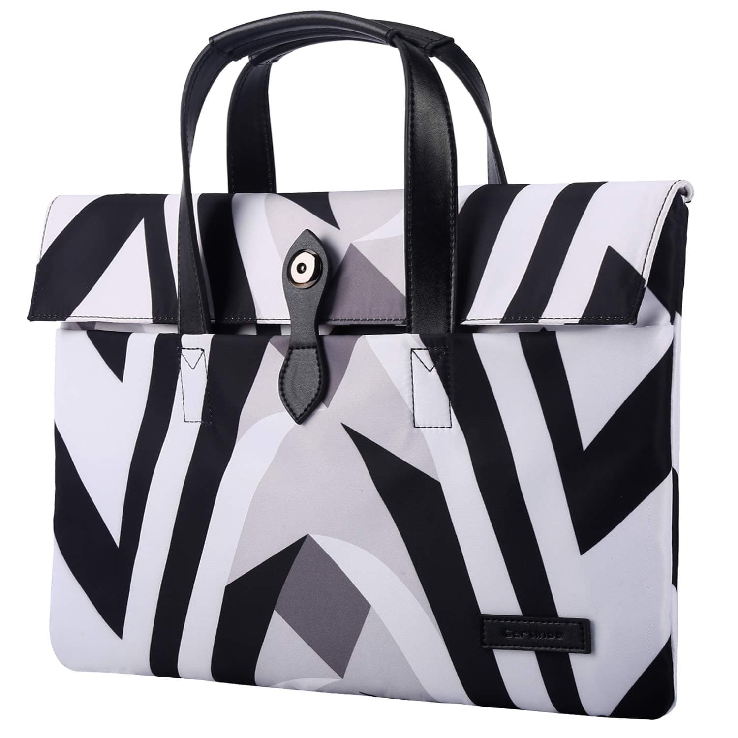 15.6 Inch Laptop Bag Sleeve Case Computer Carrying Bag Waterproof Padded PU Leather Handbag Shockproof Notebook Case for MacBook Pro 15 Touchbar/ 15 inch Ultrabook Chromebook, Zebra