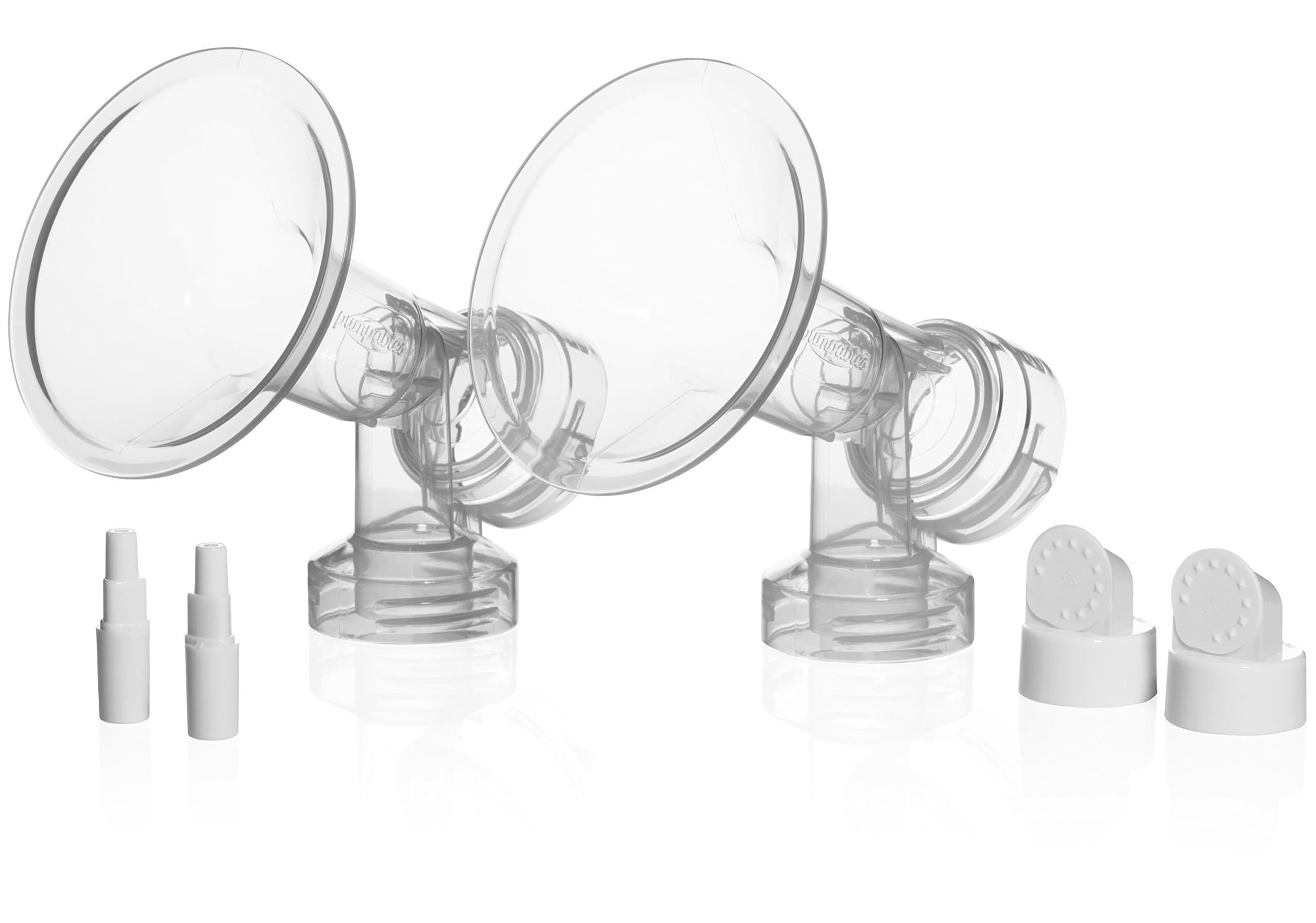 Pumpables Original All-In-One Standard/Narrow Neck Breastshield Set 30mm Double Pack For Spectra Breast Pumps + Bonus Medela Adaptor Fits Medela Bottles Great Suction BPA-Free