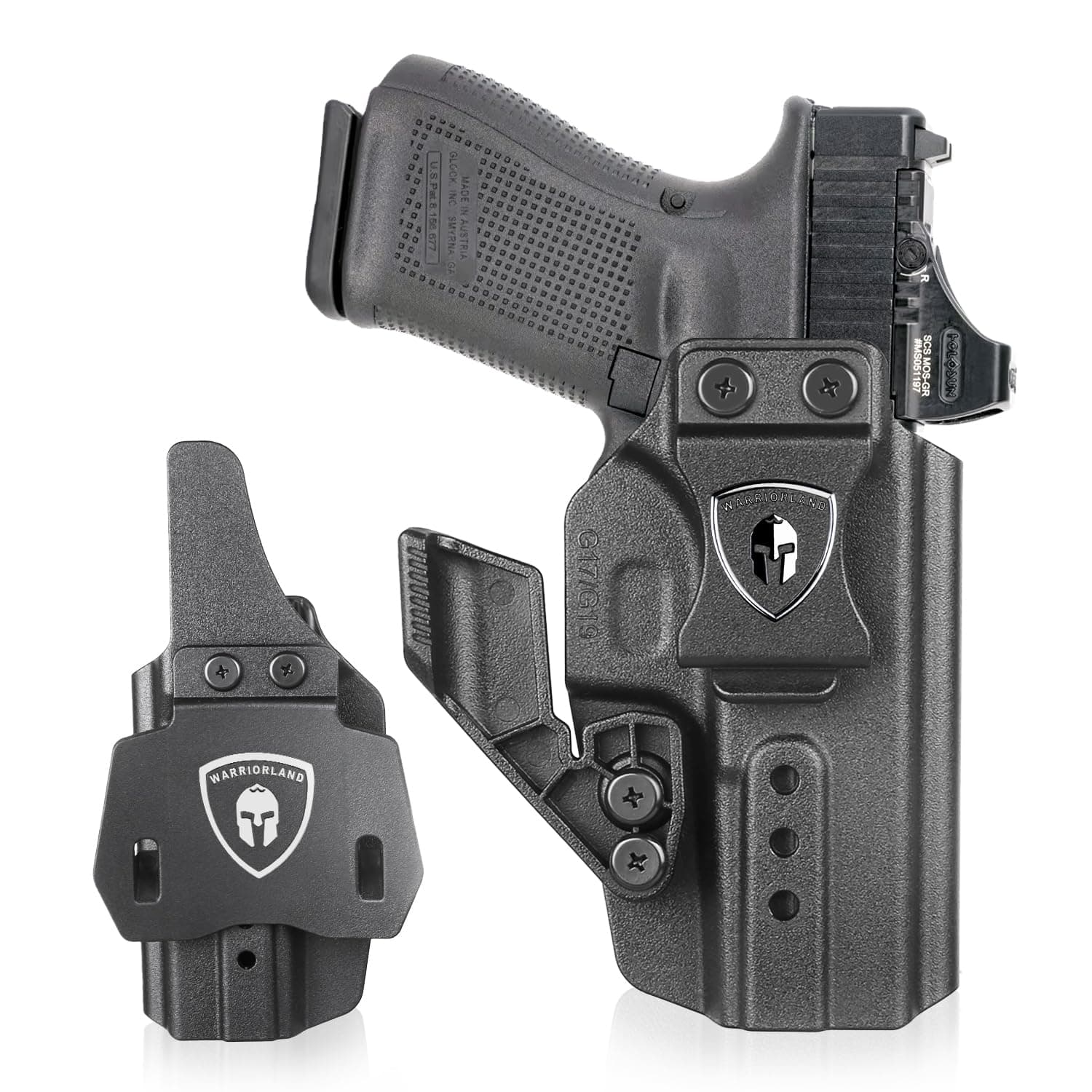 IWB & OWB Convertible Holster w/Optic Cut: Fit for Glock 17/19 /34 Gen 3-6 & G32 Gen 3-4 & G19X/44/45 & Listed Models' MOS/V Versions, with Claw, Adj. Cant & Retention, Right Hand