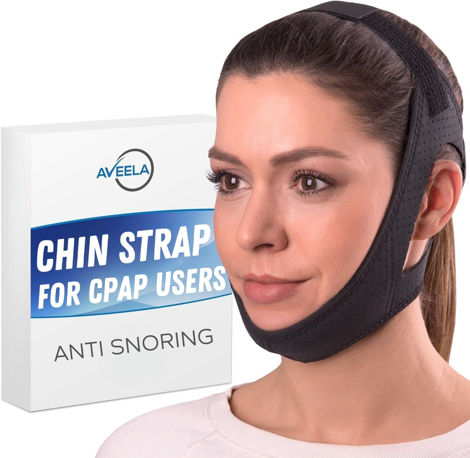Aveela Premium Anti Snoring Chin Strap for CPAP Users - Most Effective Snoring Solution - High-End Itch-Free Comfortable Breathable Material for Uninterrupted Sleep