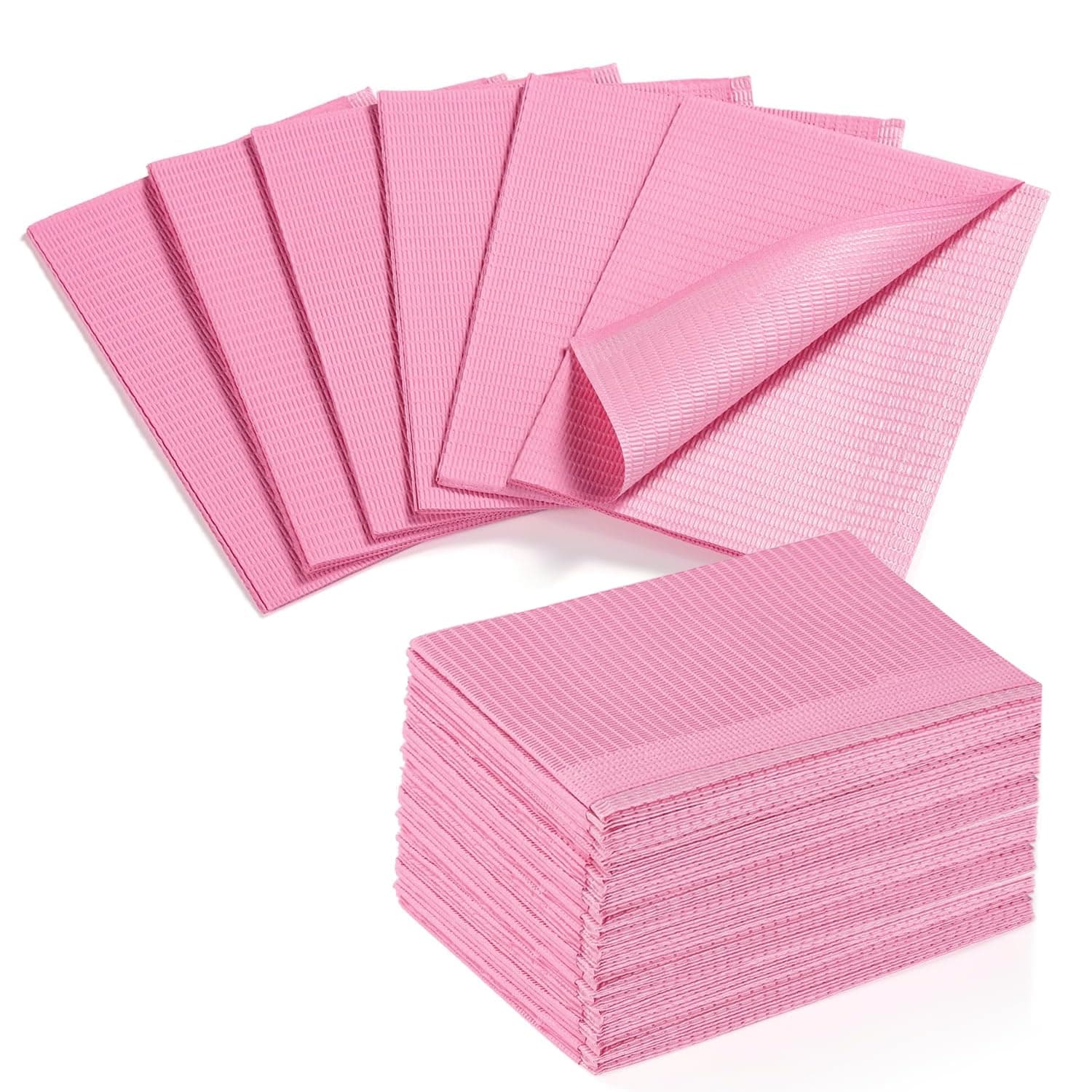 Disposable Nail Mats, 50 Pcs 3-Ply Absorbent Nail Table Pads with PE Backing, 18” x 13” Nail Desk Protection for Manicure Pedicure, Acrylic Gel Practice, Salon & Home DIY (Pink)