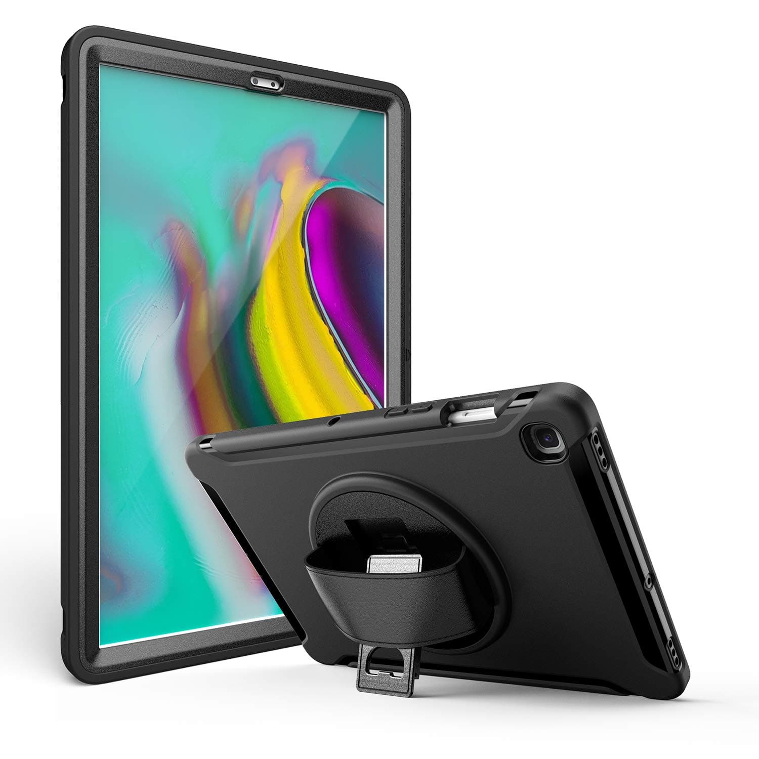 Dteck Galaxy Tab S5e Case 2019,Heavy Duty Full-Body Rugged Shockproof Protective Case with Rotating Kickstand Hand Strap for Samsung Galaxy Tab S5e 10.5 Inch 2019 Tablet SM-T720/SM-T725,Black