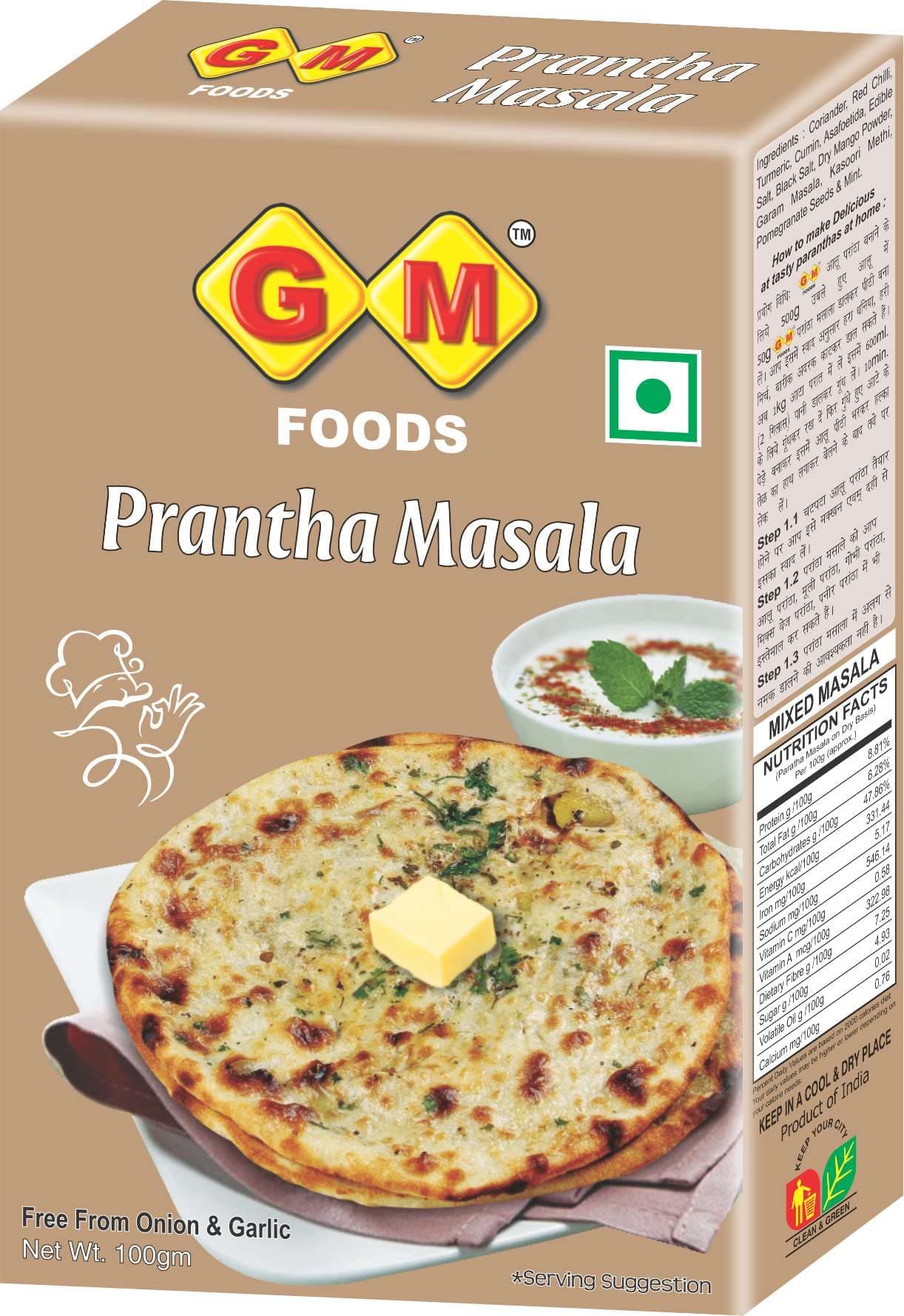 Prantha Masala Powder 100 Gram (Pack of 10) | Perfect Spice Blend for Paratha, Roti & Flatbread | Aromatic, Flavorful & Ready to Use | No MSG, Artificial Colours & No Preservatives