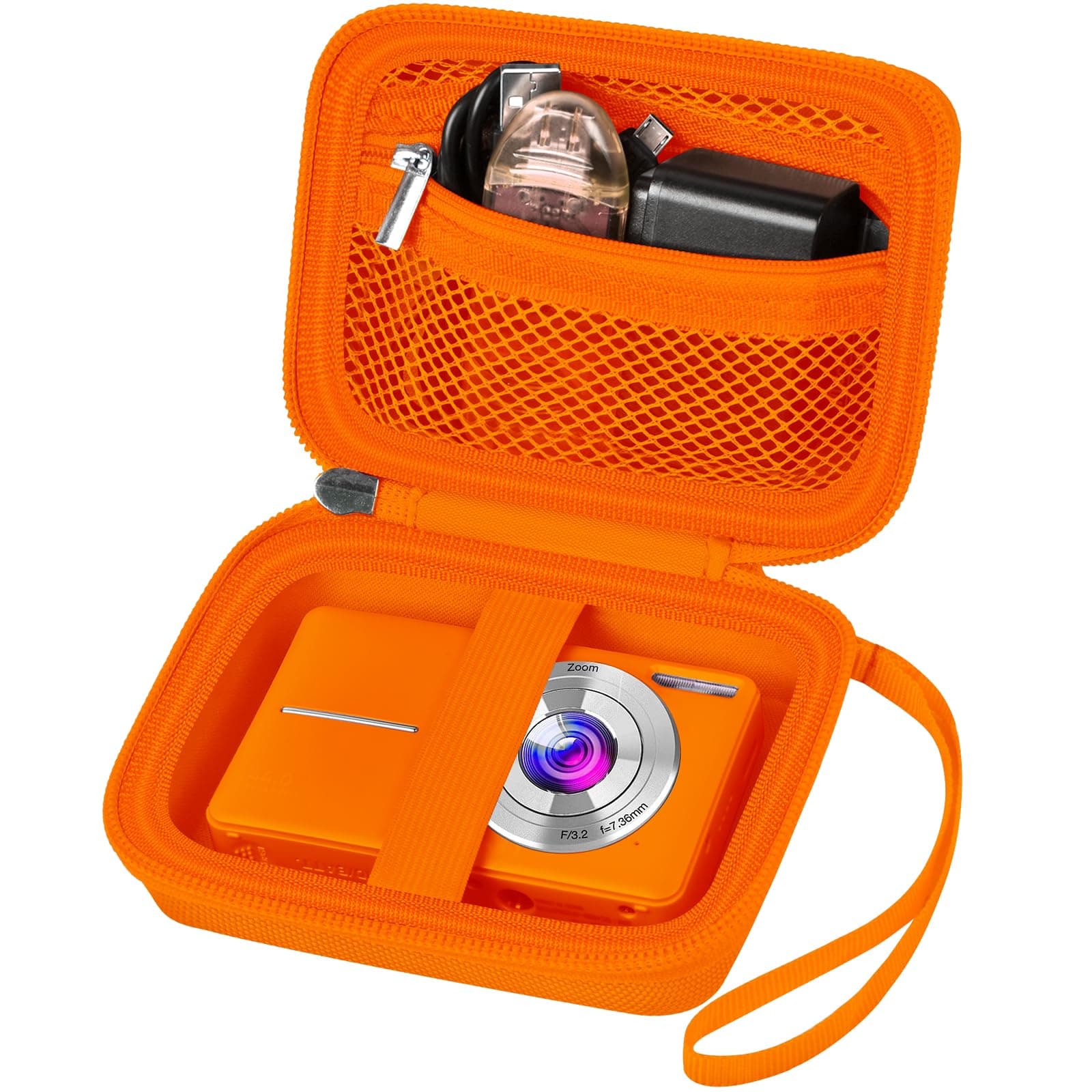Digital Camera Case Compatible with VAHOIALD FHD 1080P/ for CAMKORY Digital Point and Shoot/for KODAK PIXPRO FZ45-BK 16MP Vlogging/for IWEUKJLO/for Nsoela, Holder for SD Card More- Orange (Box Only)