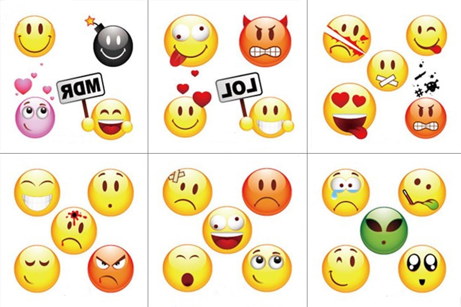 Pearlplus 10 Sheet Mini Emoji Tattoos Assortment for Kids Smile Emotion Face Expression Stickers