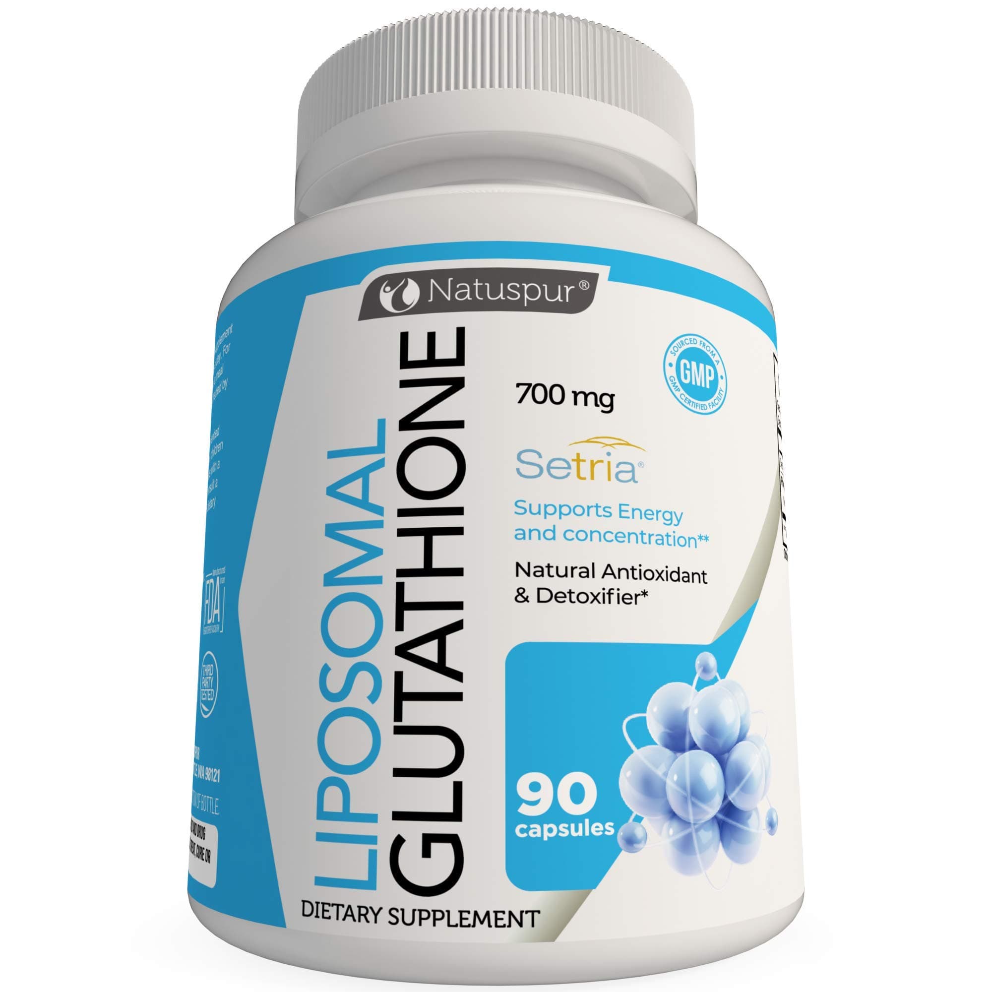 Liposomal Glutathione Capsules – 1000mg Pure Reduced Setria Glutathione Supplement with Phospholipid Complex for Liver Detox Cleanse and Immune Support – Non-GMO and Gluten Free (90 Caps)