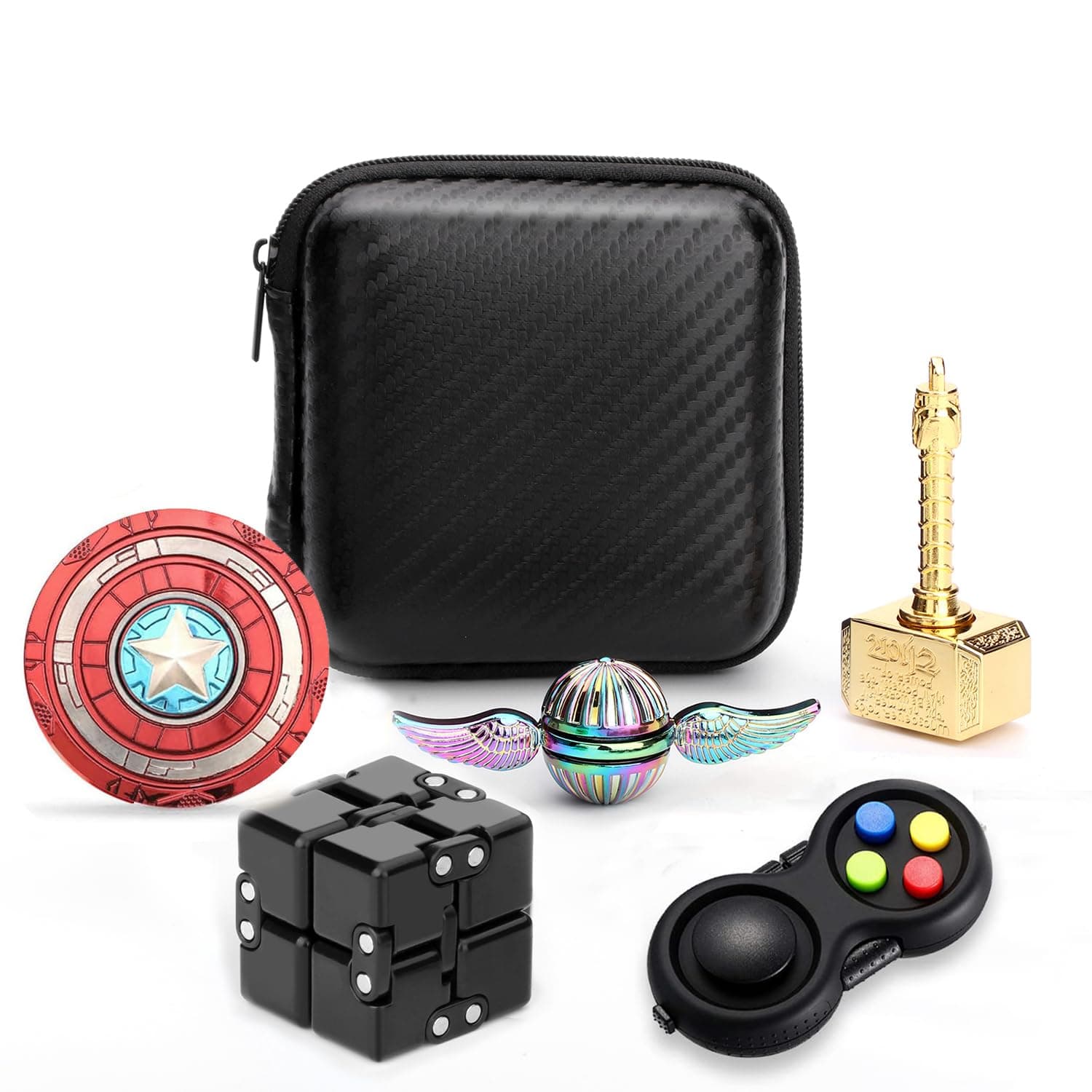 Cool Hammer Fidget Spinners Chain Metal,Rainbow Fidget Spinner for Kids Adults, Spiners Finger Rings, Fidgets Infinity Cube Blocks Party Favors Stress Toy Goody Bag Fillers Stocking Stuffers Gift