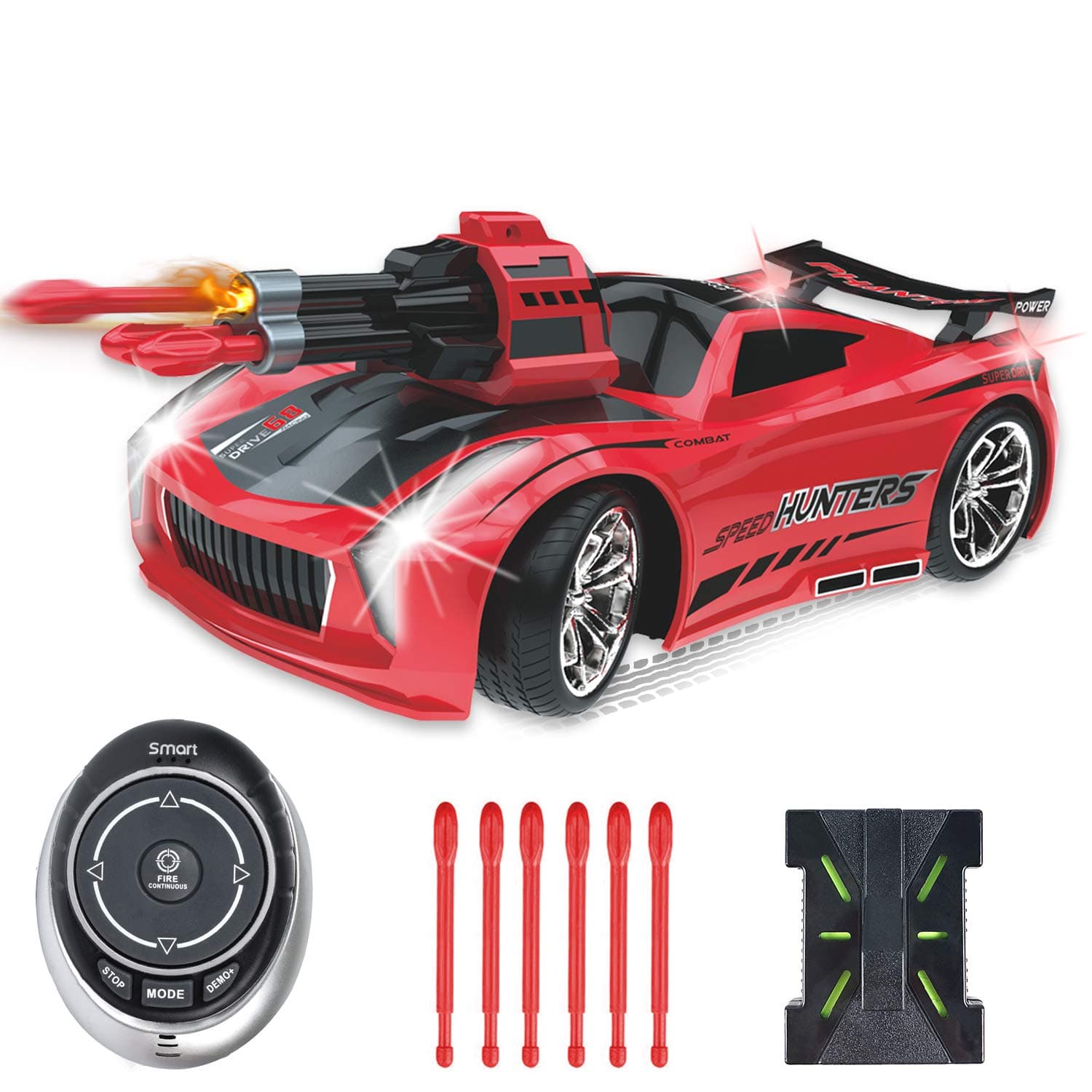Seckton Smart Voice Remote Control Cars, Best Birthday Gifts for Boys Girls Age 6 Up, 2.4GHz Fast Race Stunt RC Car for Kids, Model Vehicle with Cool Sound & Light, Toys for 7-12 Year Old Boy-Red