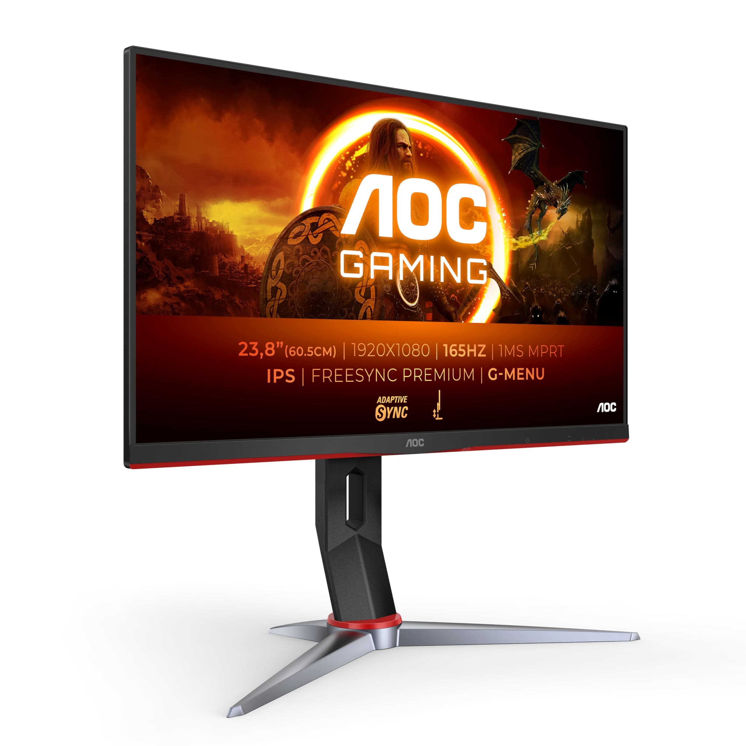 AOC Gaming 24G2SP - 24 Inch FHD Monitor, IPS, 1ms, FreeSync Premium, Gsync Compatible, Height Adjust, Low Input lag, Game modes (1920 x 1080 @@ 165Hz, 250 cd/m, HDMI 1.4 x 2 / Display Port)