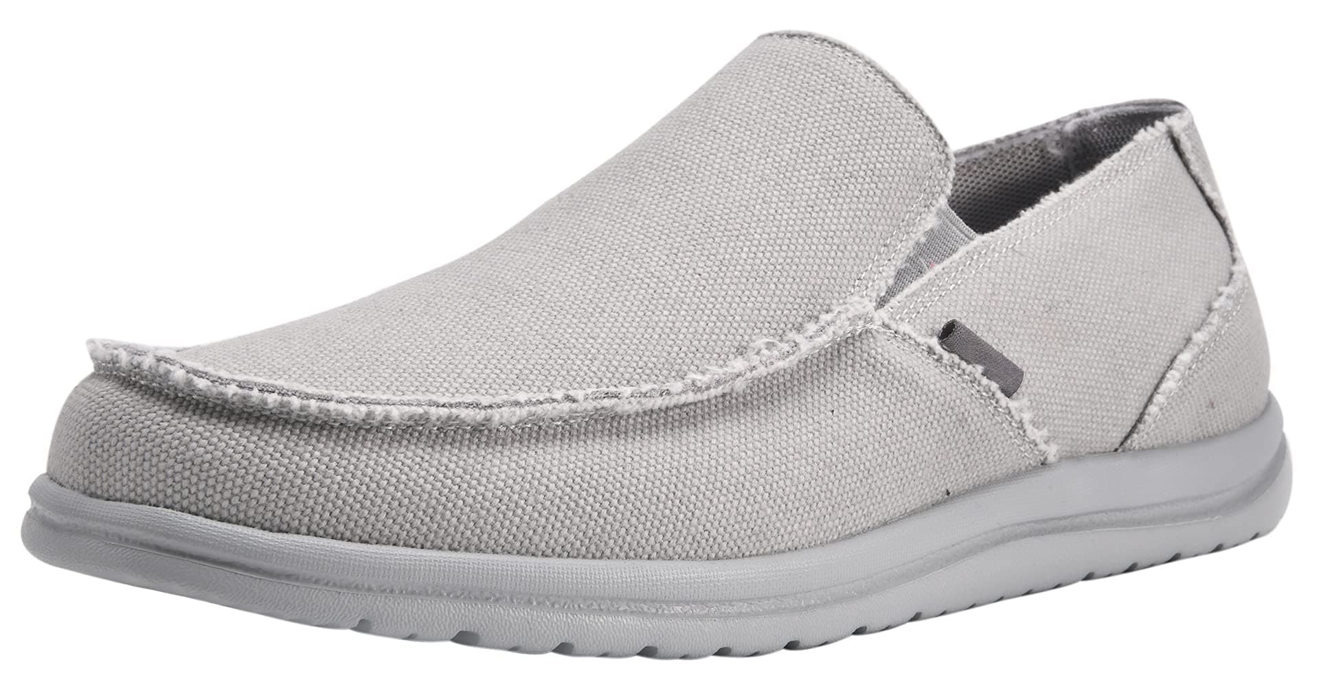 Mens Canvas Shoes Slip On Loafers Deck Shoes Walking Lightweight Causal Slip-ons, Grey, 10