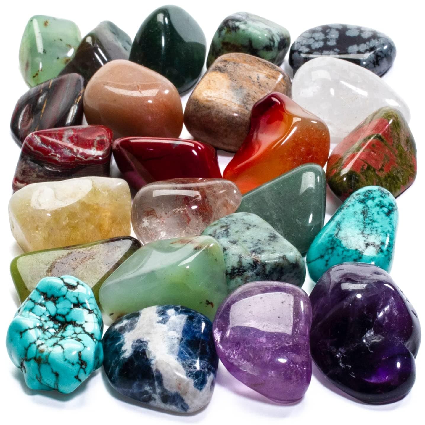 Loose Rolled Stones (Over 1000 Carats) Random Mix of High Energy Polished Reiki Crystals (Includes Rose Quartz, Turquoise Howlite, Fluorite, etc.) - Piedras Caidas with, Crystal