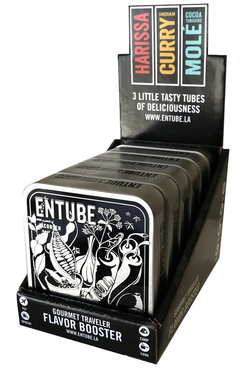 Entube Gourmet Food Gift Sets, Retail Display 6 Pack, All Natural Healthy Cooking Bulk Chili Seasoning Sampler, 3 Organic Flavor Spices, Harissa Chili Paste, Indian Curry Paste, Mole Tamarind Paste