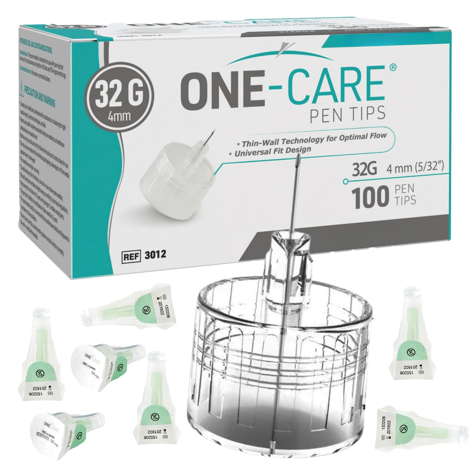 MediVena ONE-CARE Pen Tips 32G x 4 mm (5/32’’), 100/bx, Ultra-Thin