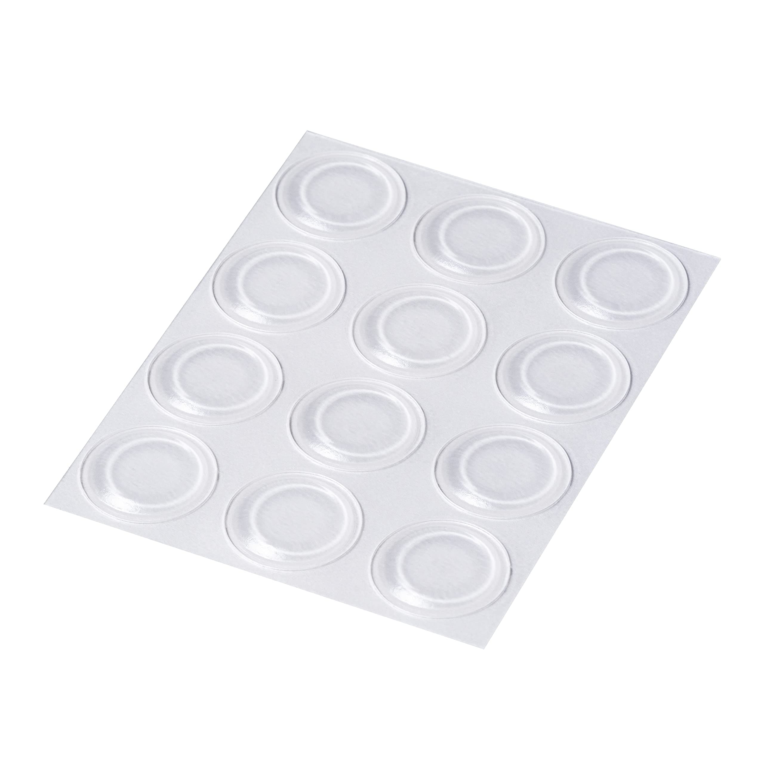 Self Adhesive Rubber Feet, Clear Flat Bumper Pads for Glass Cutting Boards, Table Tops, Crafts - 19mm x 1.9mm (12)