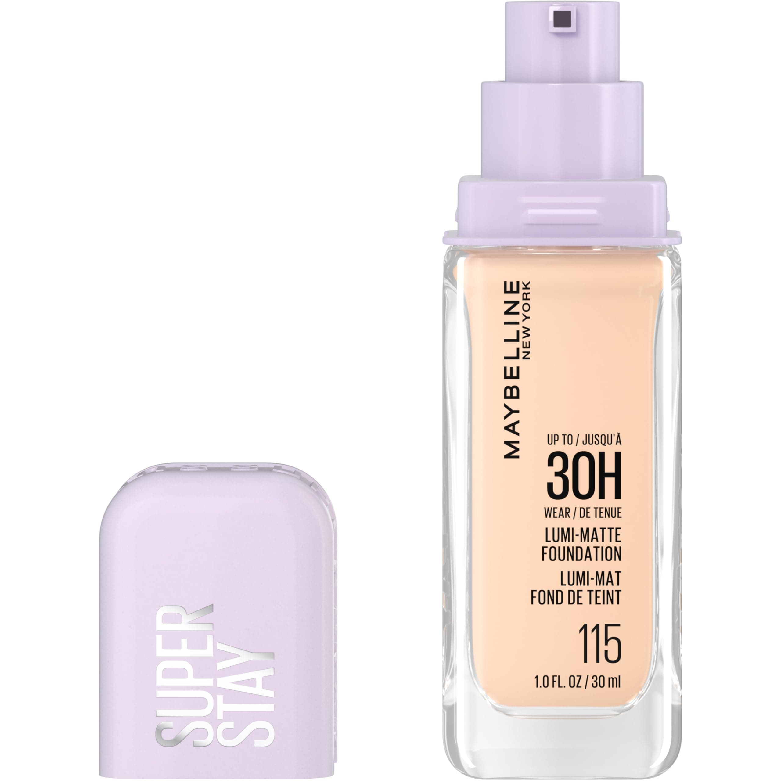 Maybelline Super Stay Lumi-Matte Foundation, Lightweight and Buildable Full Coverage Foundation Makeup For Up To 30HR Wear, 115, 1 Count
