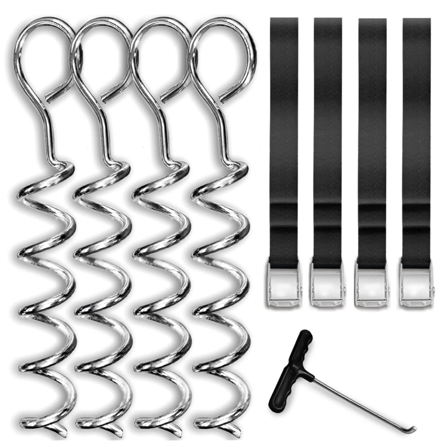 N1Fit Trampoline Stakes Anchors - Strong and Galvanized Gives a Greater Span of Anchorage - Trampoline Anchors Trampoline Anchor kit | Trampoline Wind Stakes | Ground Anchors Heavy Duty |Spiral Anchor