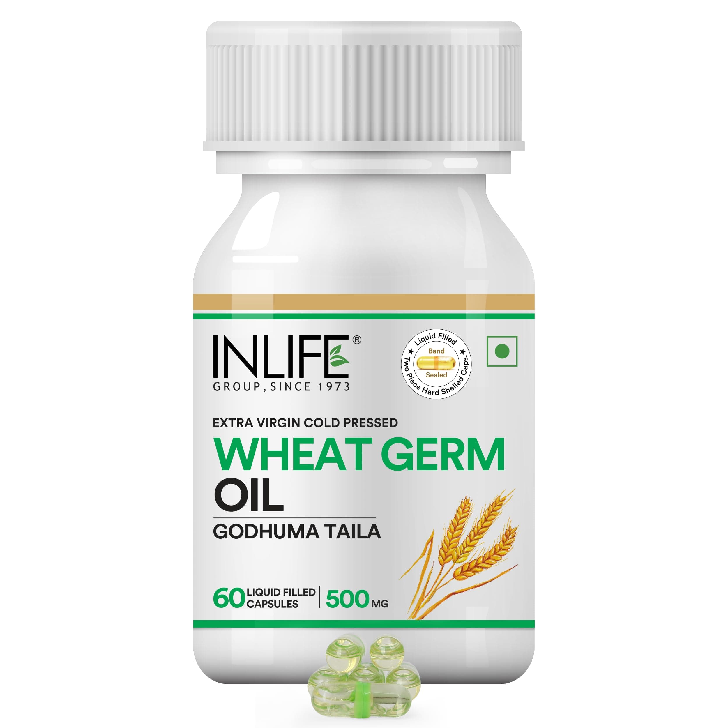 - INLIFE Wheat Germ Oil Supplement | Natural Source of Vitamin E, 500 mg - 60 Capsules (Pack of 1, 60, count)